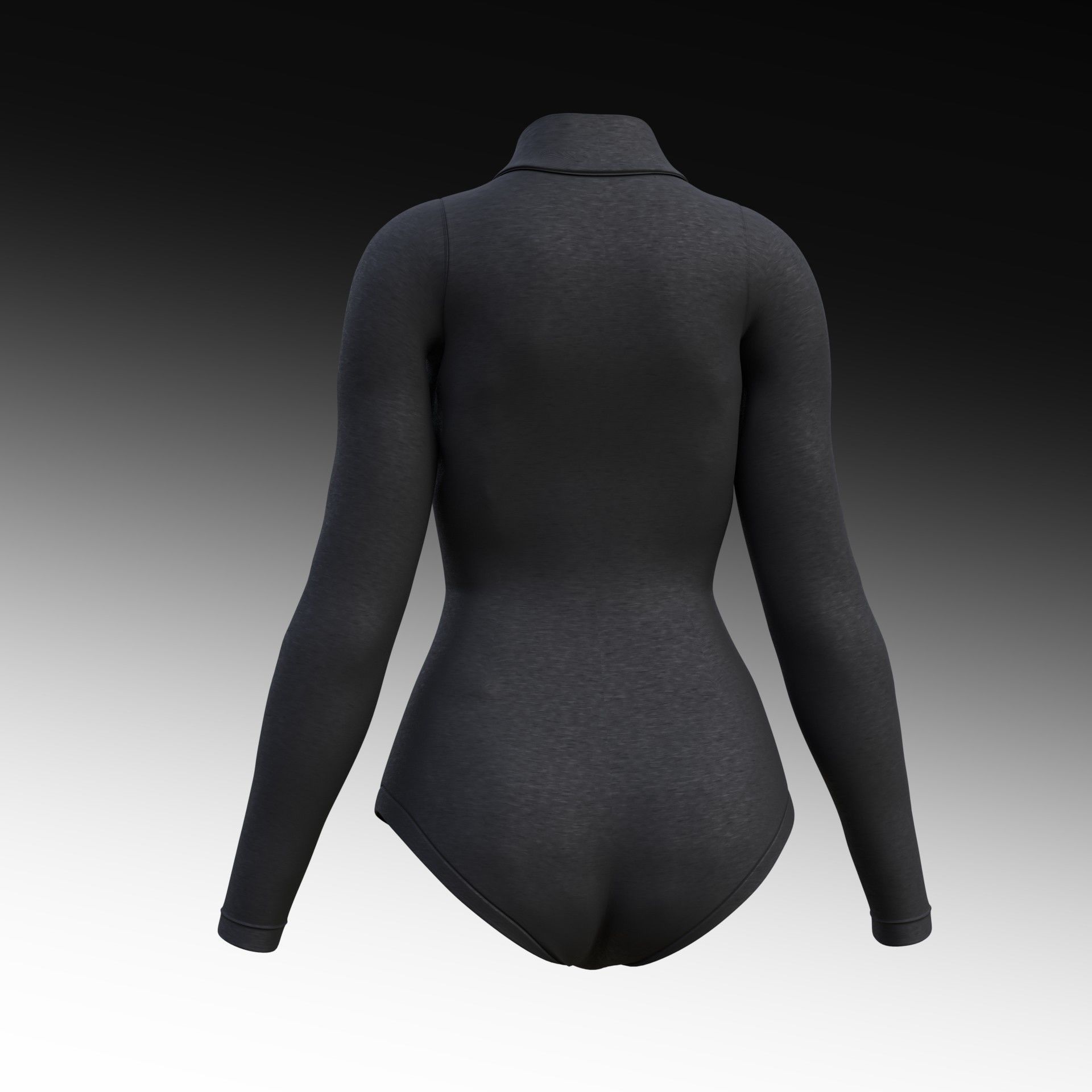 turtleneck bodysuit - grey and black swimsuit Low-poly 3D model_40