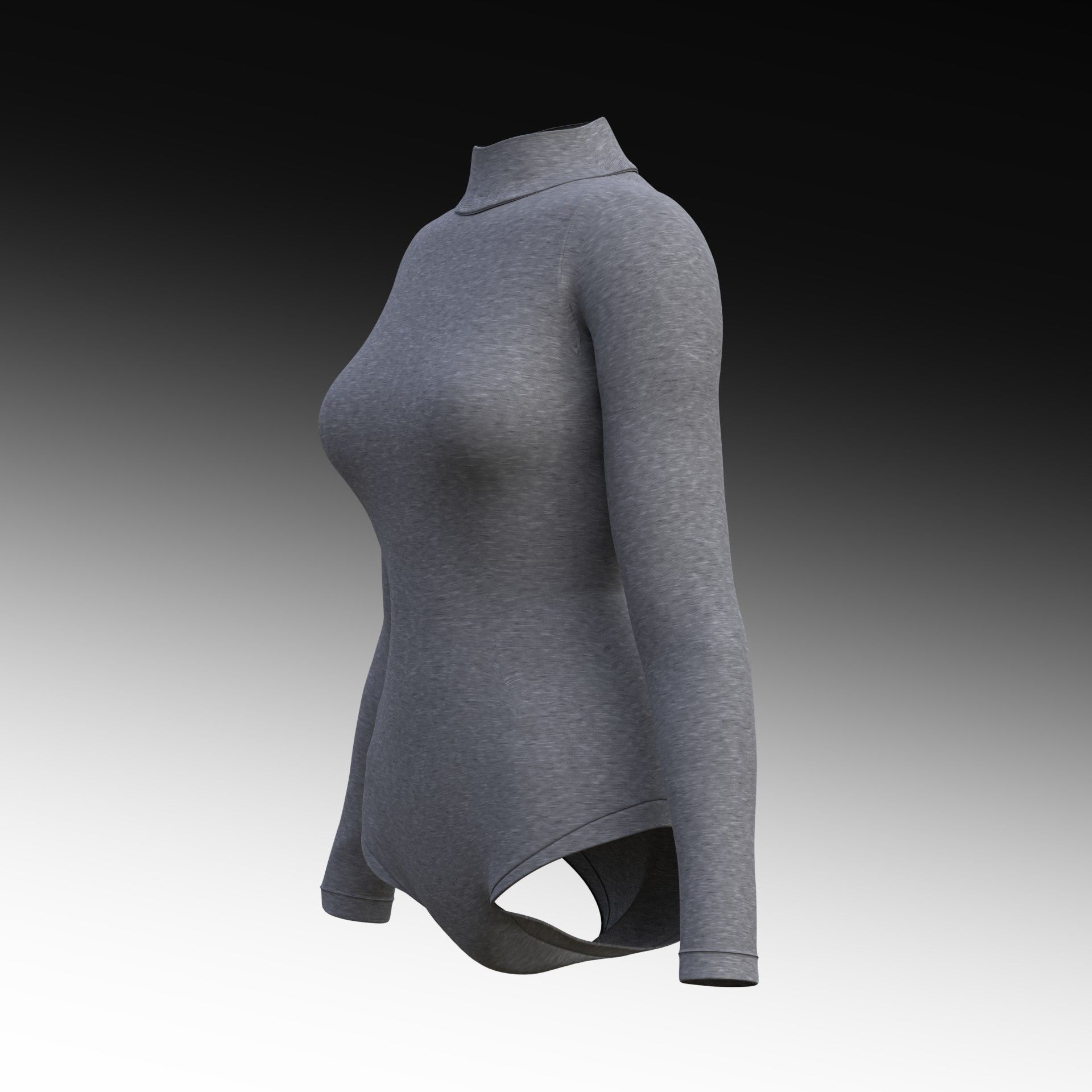 turtleneck bodysuit - grey and black swimsuit Low-poly 3D model_27