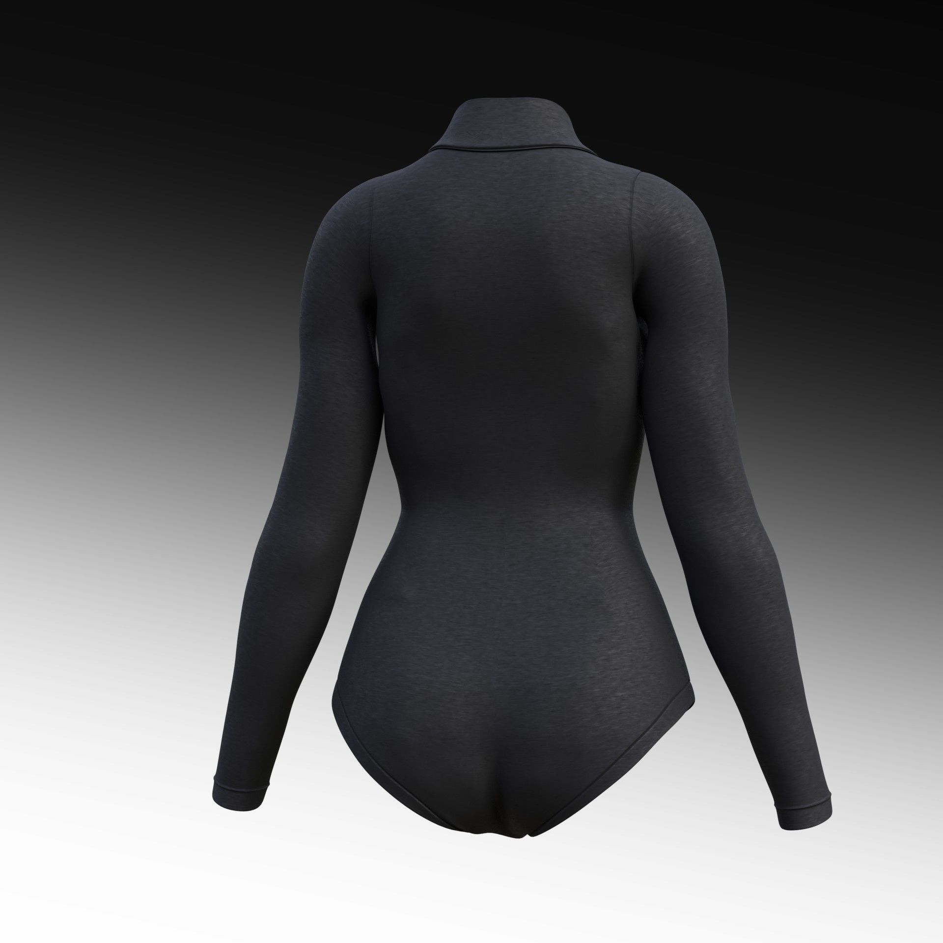 turtleneck bodysuit - grey and black swimsuit Low-poly 3D model_39