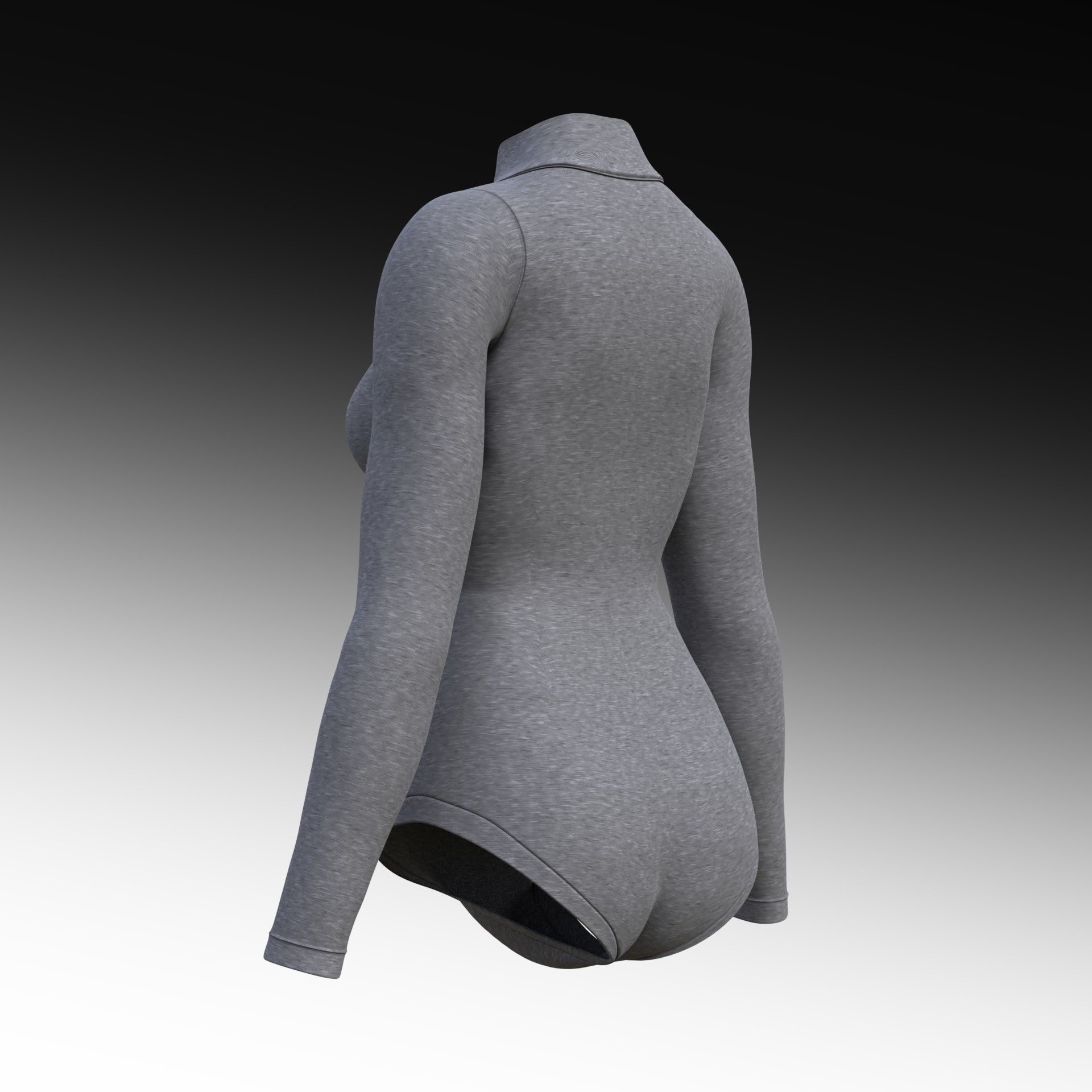 turtleneck bodysuit - grey and black swimsuit Low-poly 3D model_23