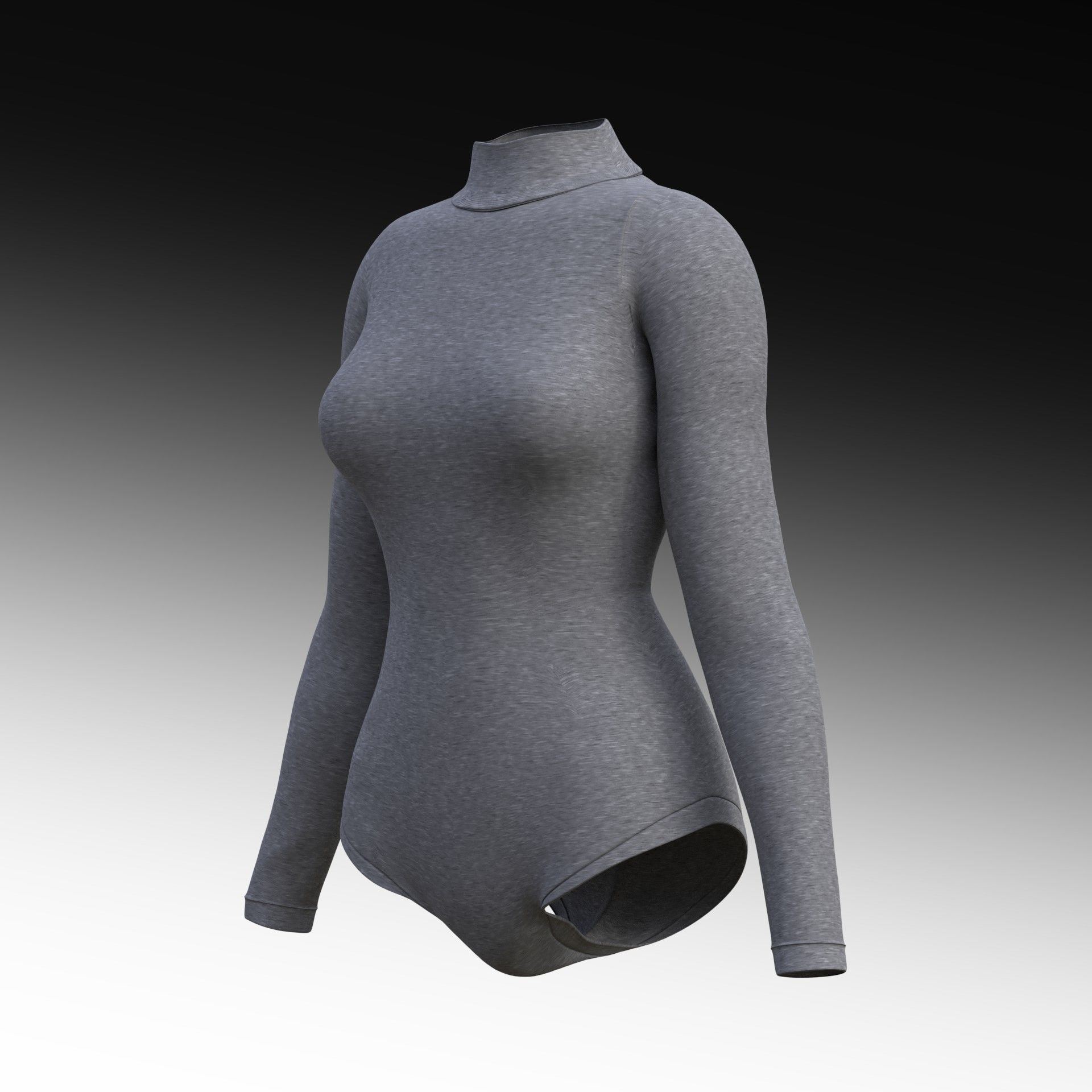 turtleneck bodysuit - grey and black swimsuit Low-poly 3D model_28
