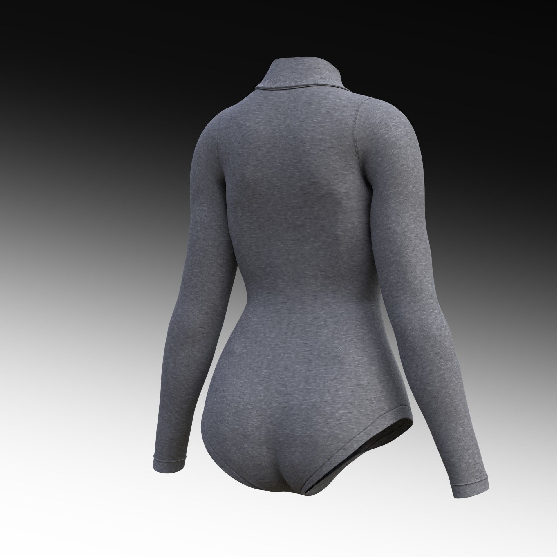 turtleneck bodysuit - grey and black swimsuit Low-poly 3D model_19