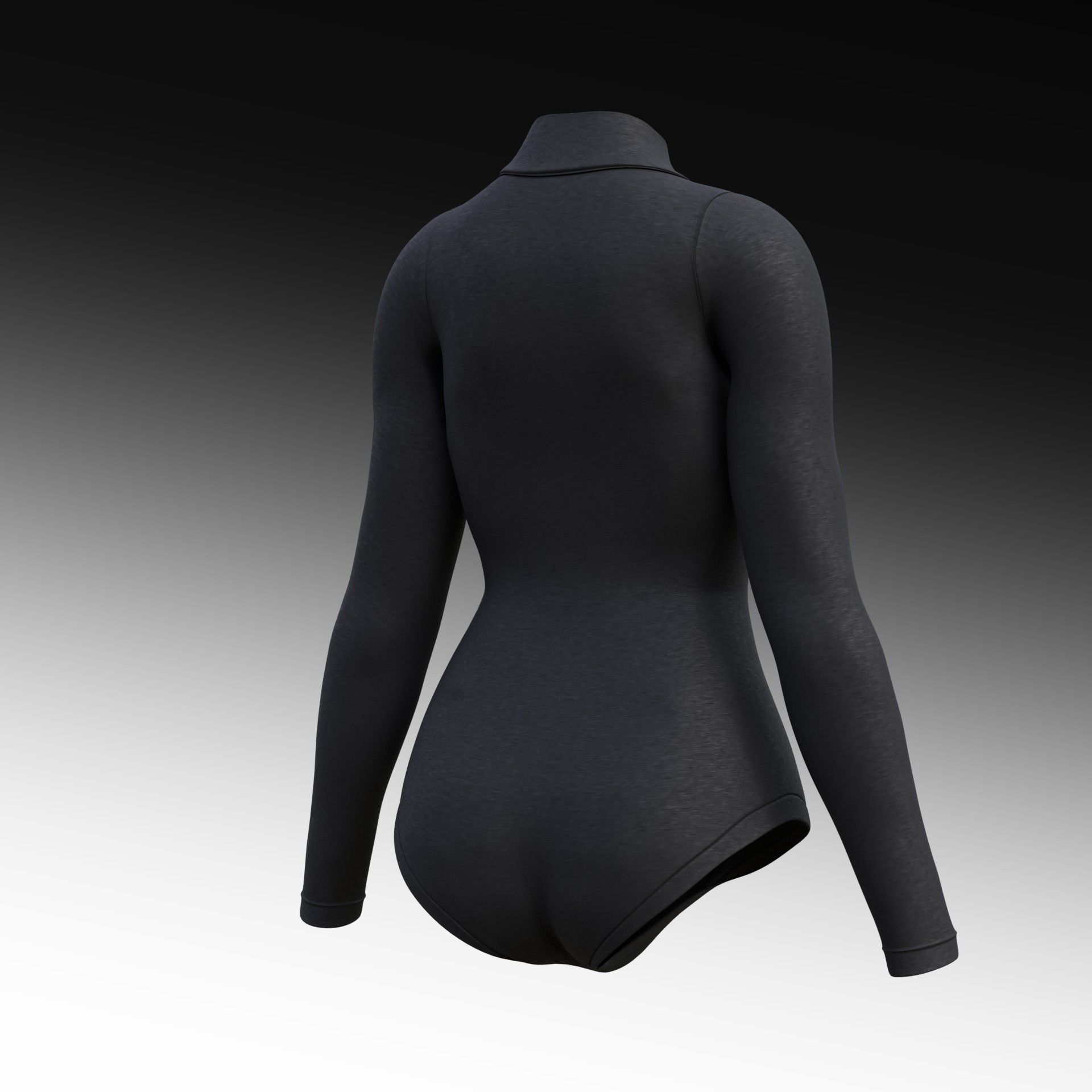 turtleneck bodysuit - grey and black swimsuit Low-poly 3D model_38