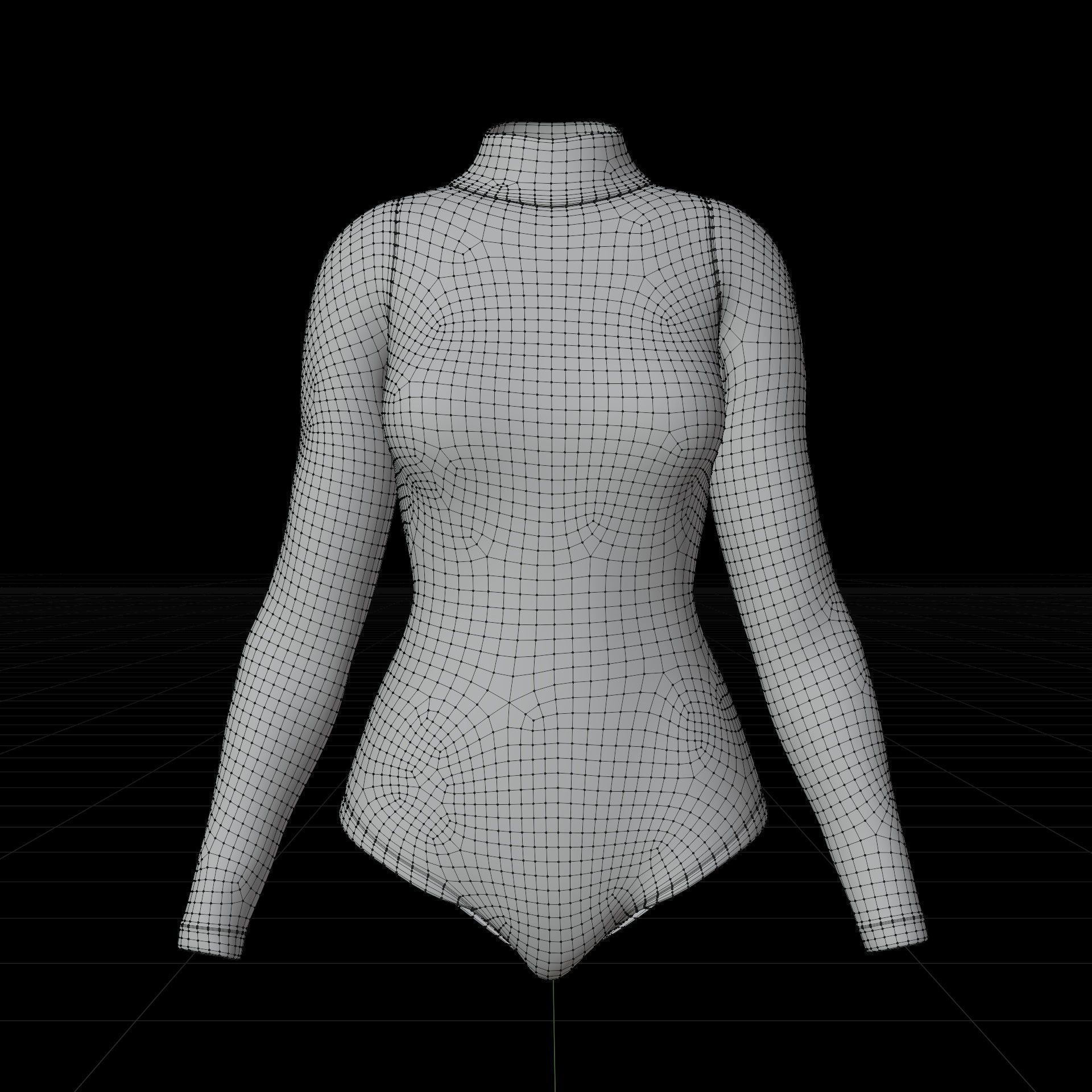 turtleneck bodysuit - grey and black swimsuit Low-poly 3D model_50