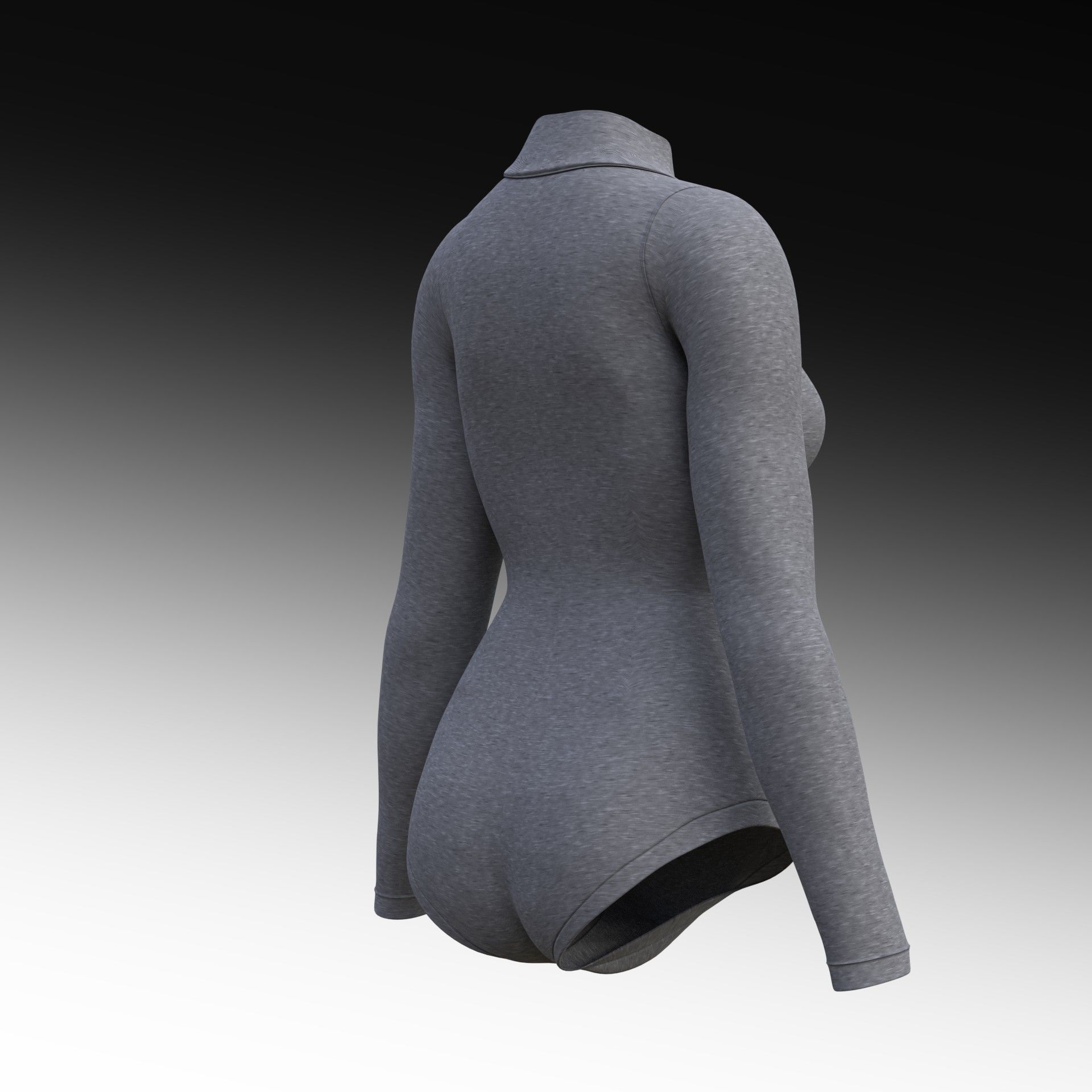 turtleneck bodysuit - grey and black swimsuit Low-poly 3D model_18