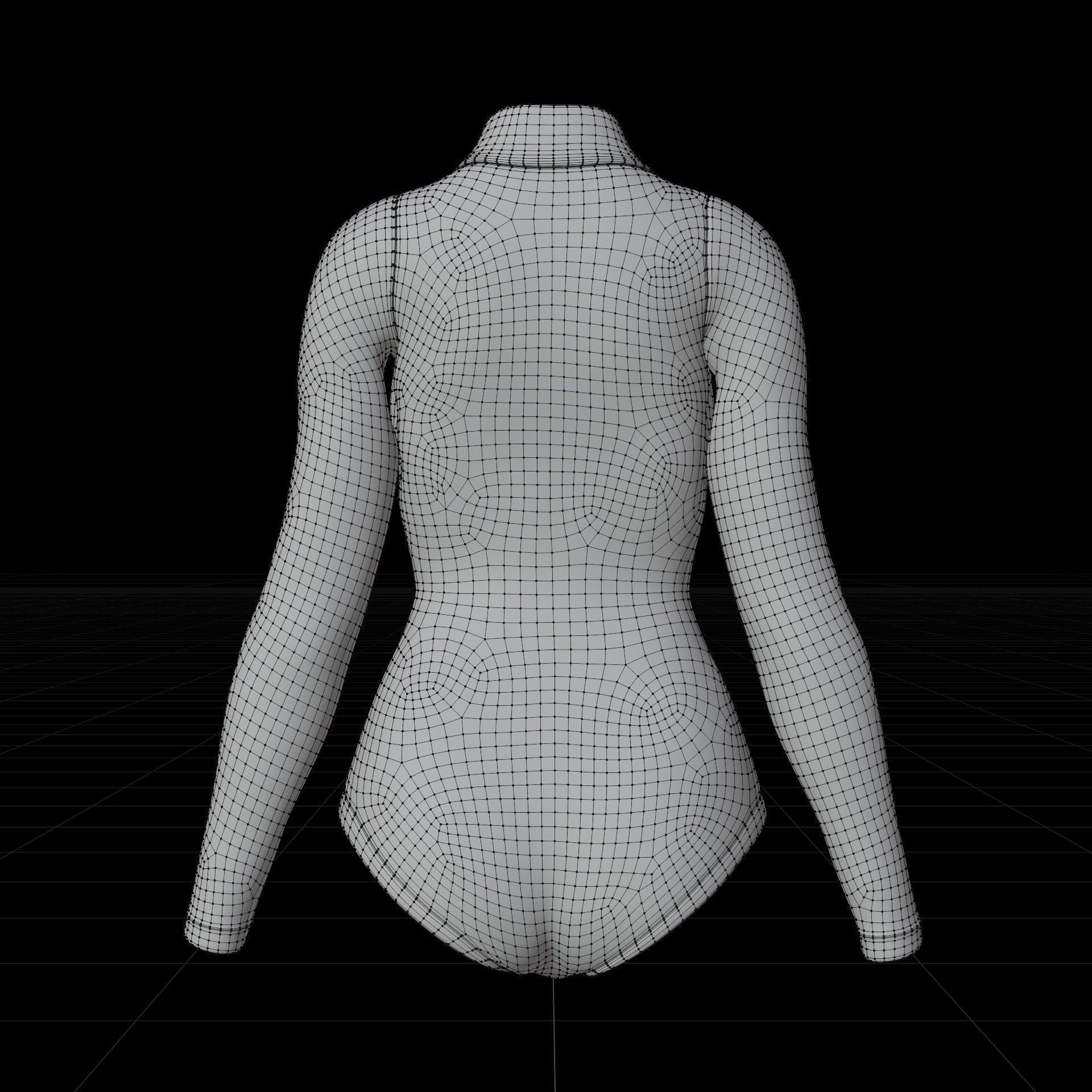 turtleneck bodysuit - grey and black swimsuit Low-poly 3D model_49