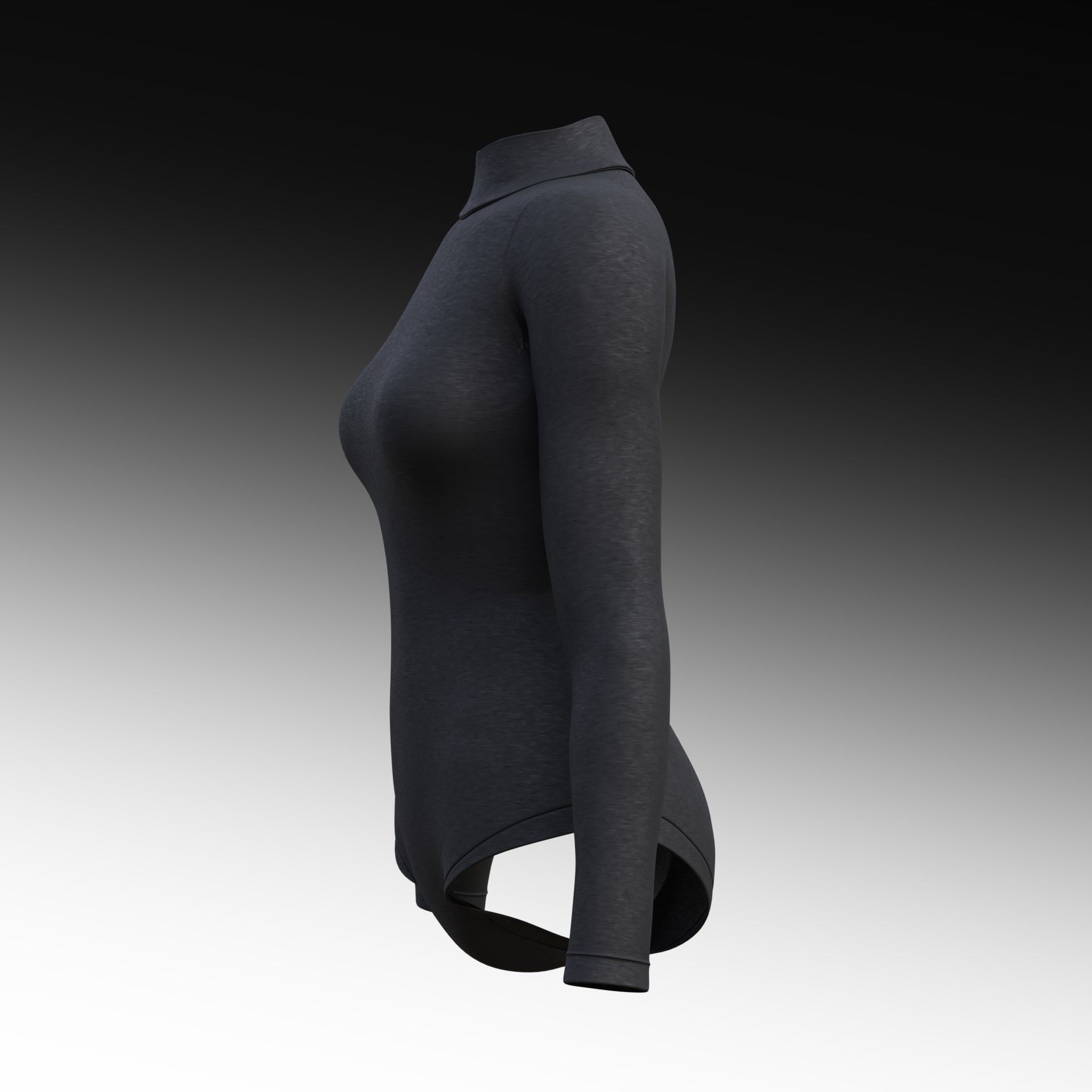 turtleneck bodysuit - grey and black swimsuit Low-poly 3D model_45