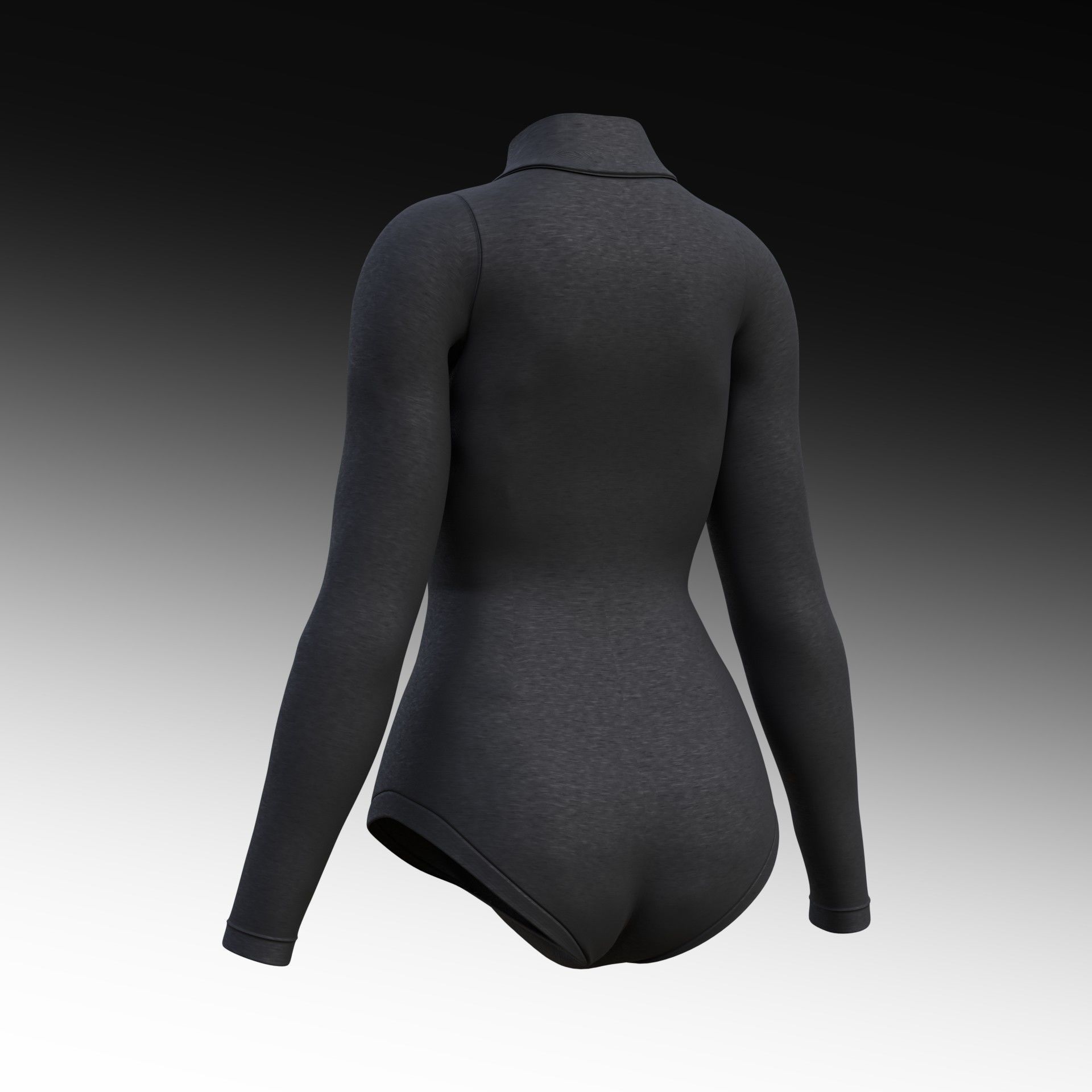 turtleneck bodysuit - grey and black swimsuit Low-poly 3D model_41
