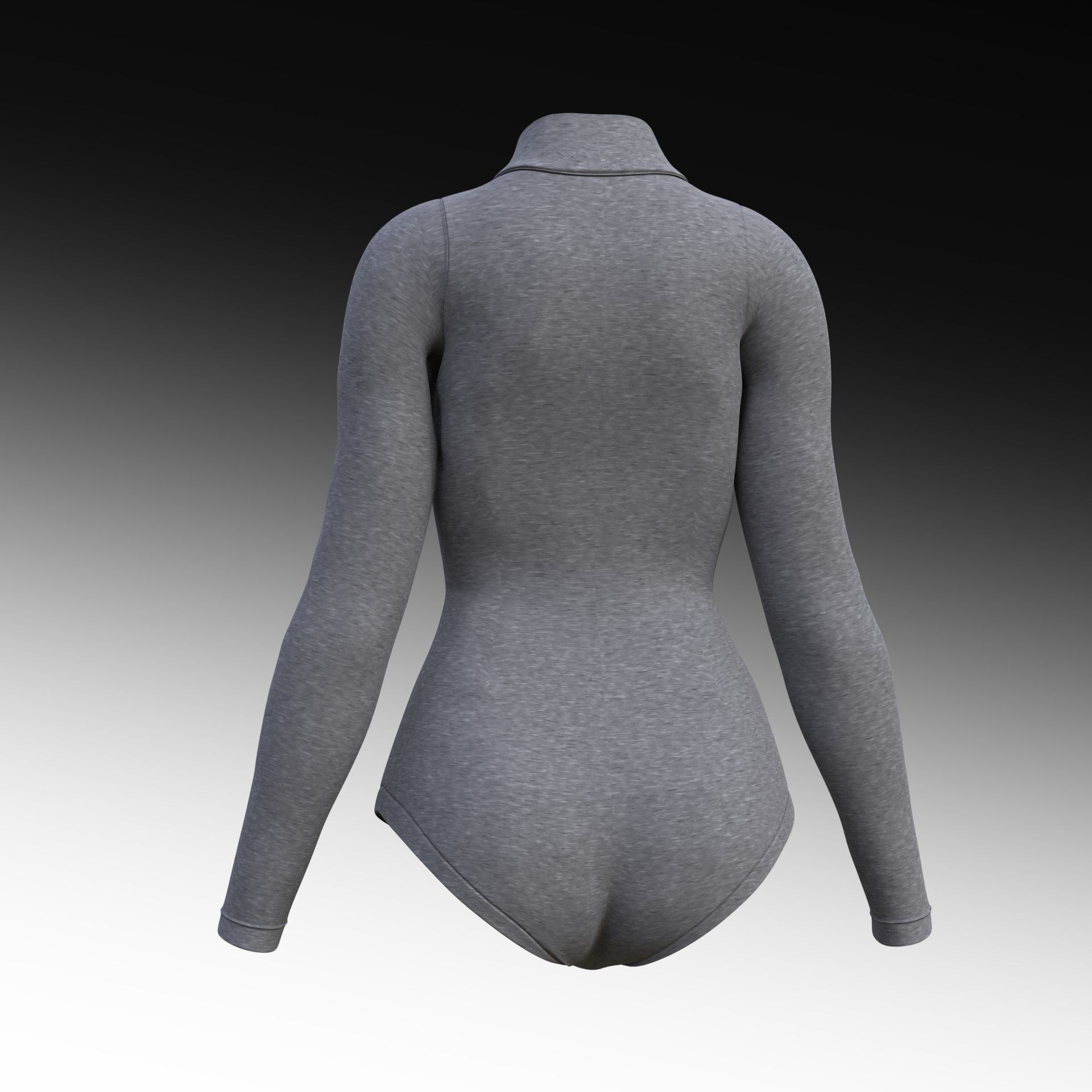 turtleneck bodysuit - grey and black swimsuit Low-poly 3D model_21