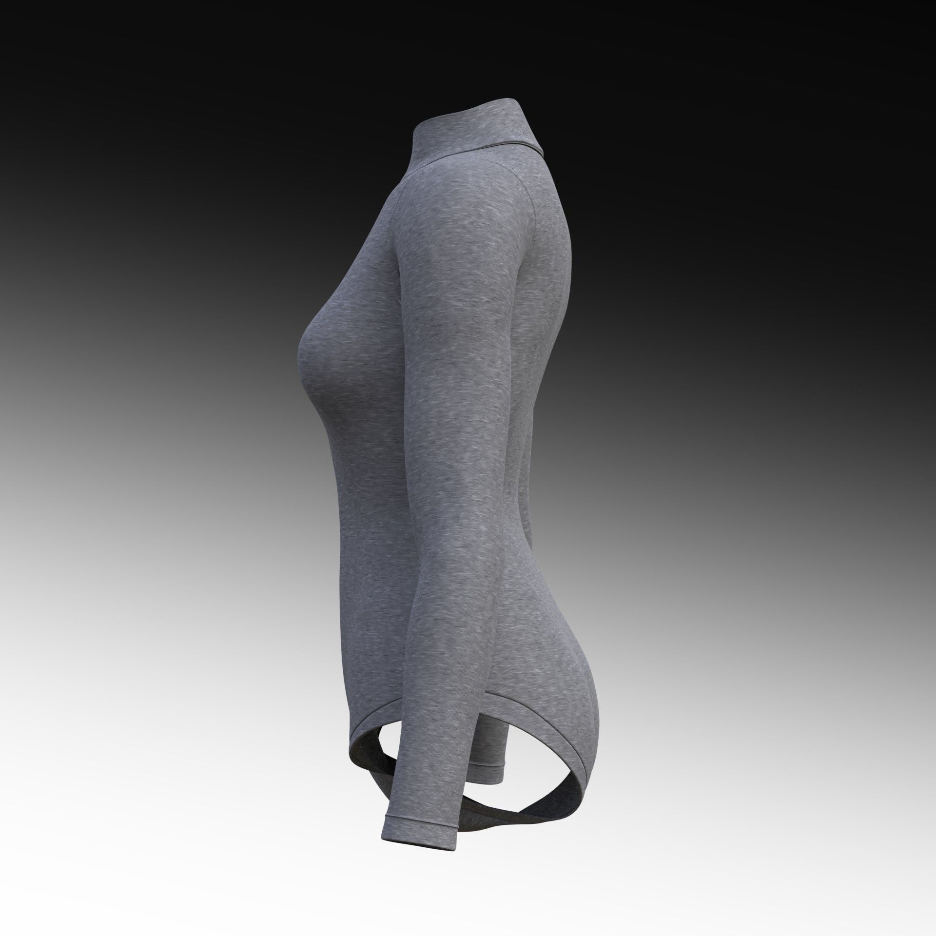 turtleneck bodysuit - grey and black swimsuit Low-poly 3D model_25