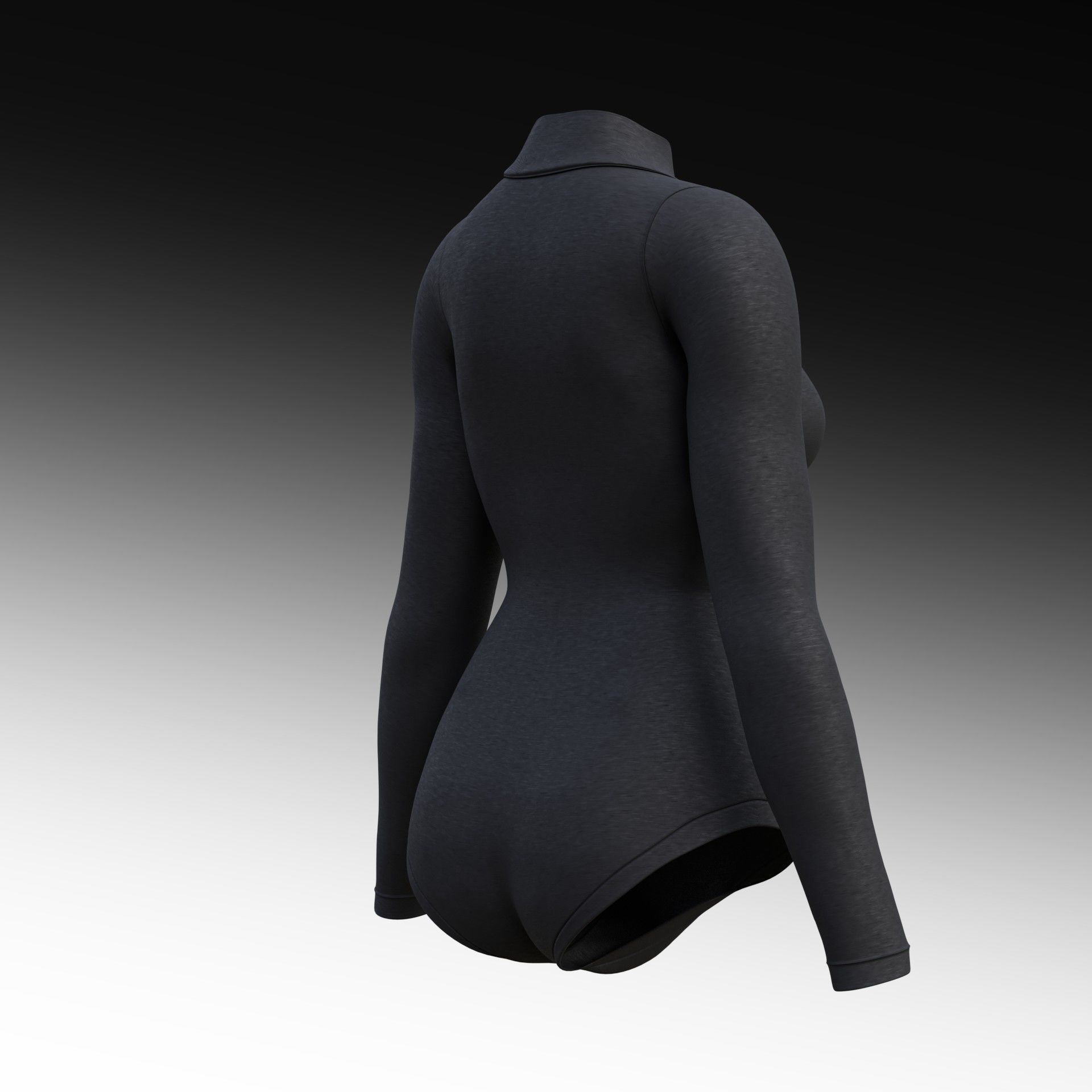 turtleneck bodysuit - grey and black swimsuit Low-poly 3D model_37