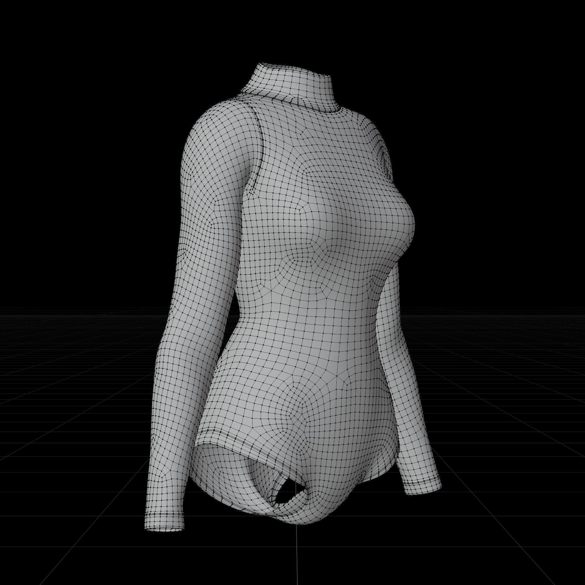 turtleneck bodysuit - grey and black swimsuit Low-poly 3D model_51