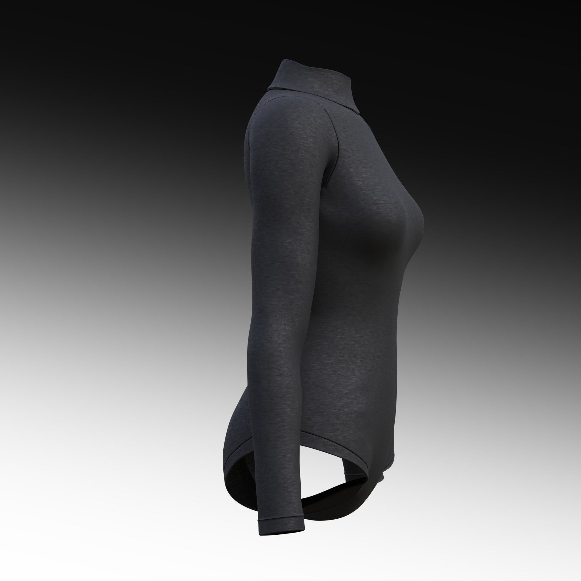turtleneck bodysuit - grey and black swimsuit Low-poly 3D model_34