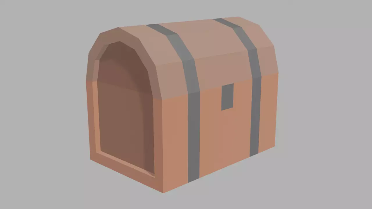 Low poly wooden chest Free low-poly 3D model_0