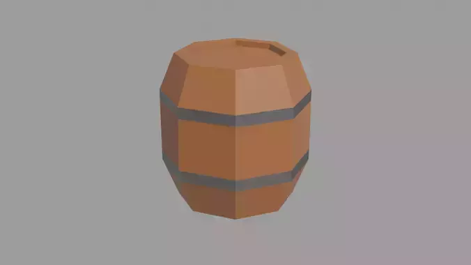 Low poly wooden barrel