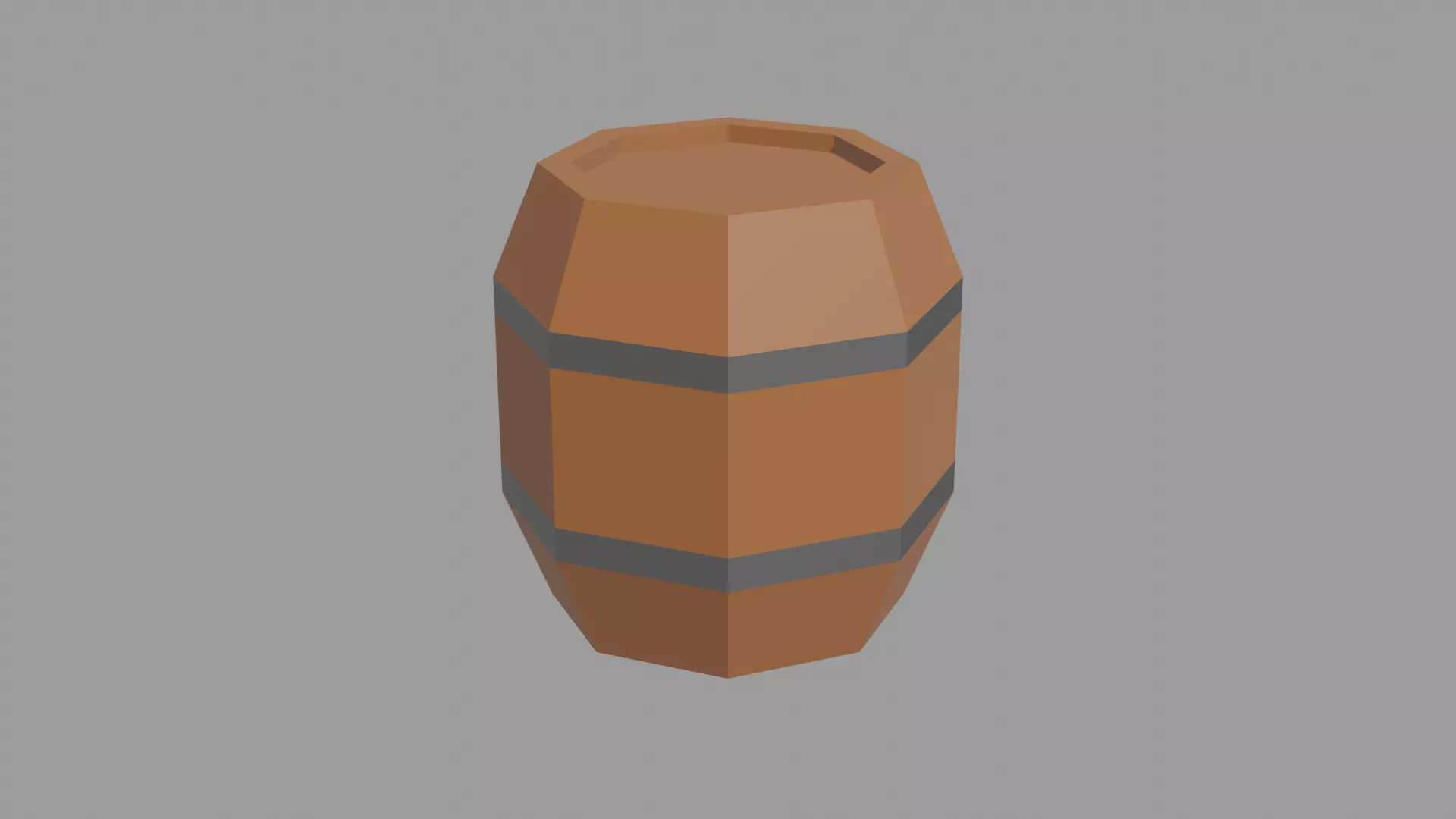 Low poly wooden barrel Free low-poly 3D model_0