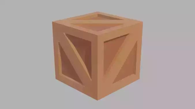 Low poly wooden box