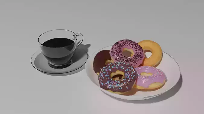 Cup of Coffee with Donuts