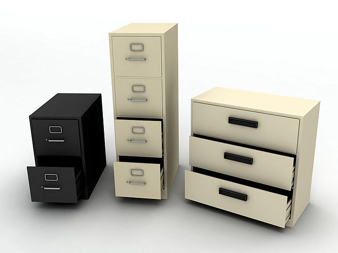 3 Office File Cabinets 3D model