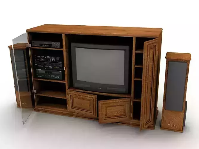 Furniture Home Entertainment Media Center With TV and Stereo