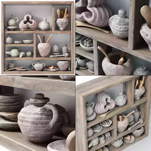 Dishes old stone rack n1