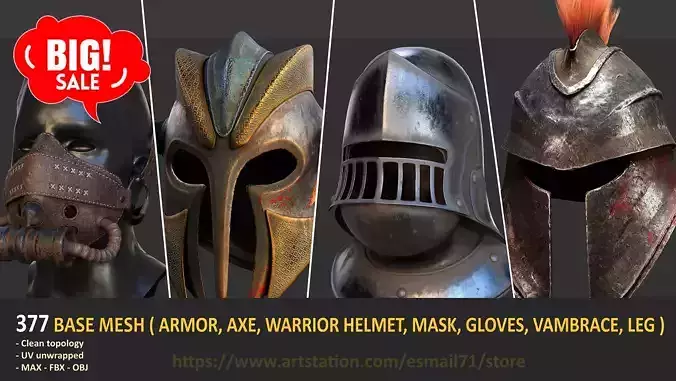 377 BASE MESH  - ARMOR - MASK - GLOVES - VAMBRACE - LEG