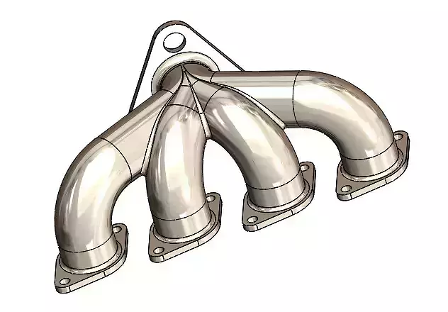manifold model stainless steel exhaust 3D print model