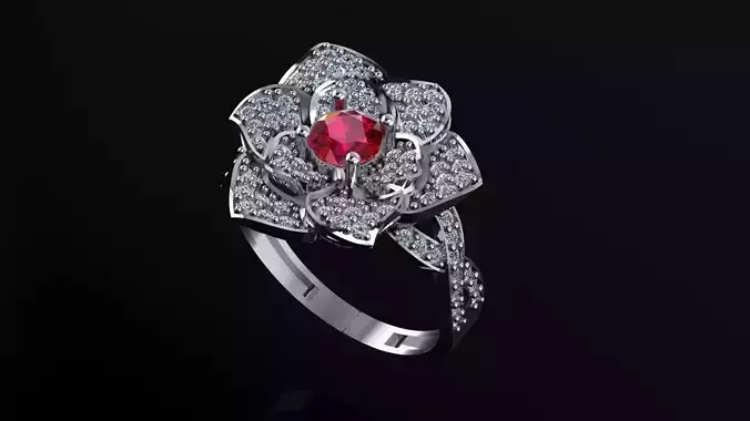 rings ruby flower ring with diamonds