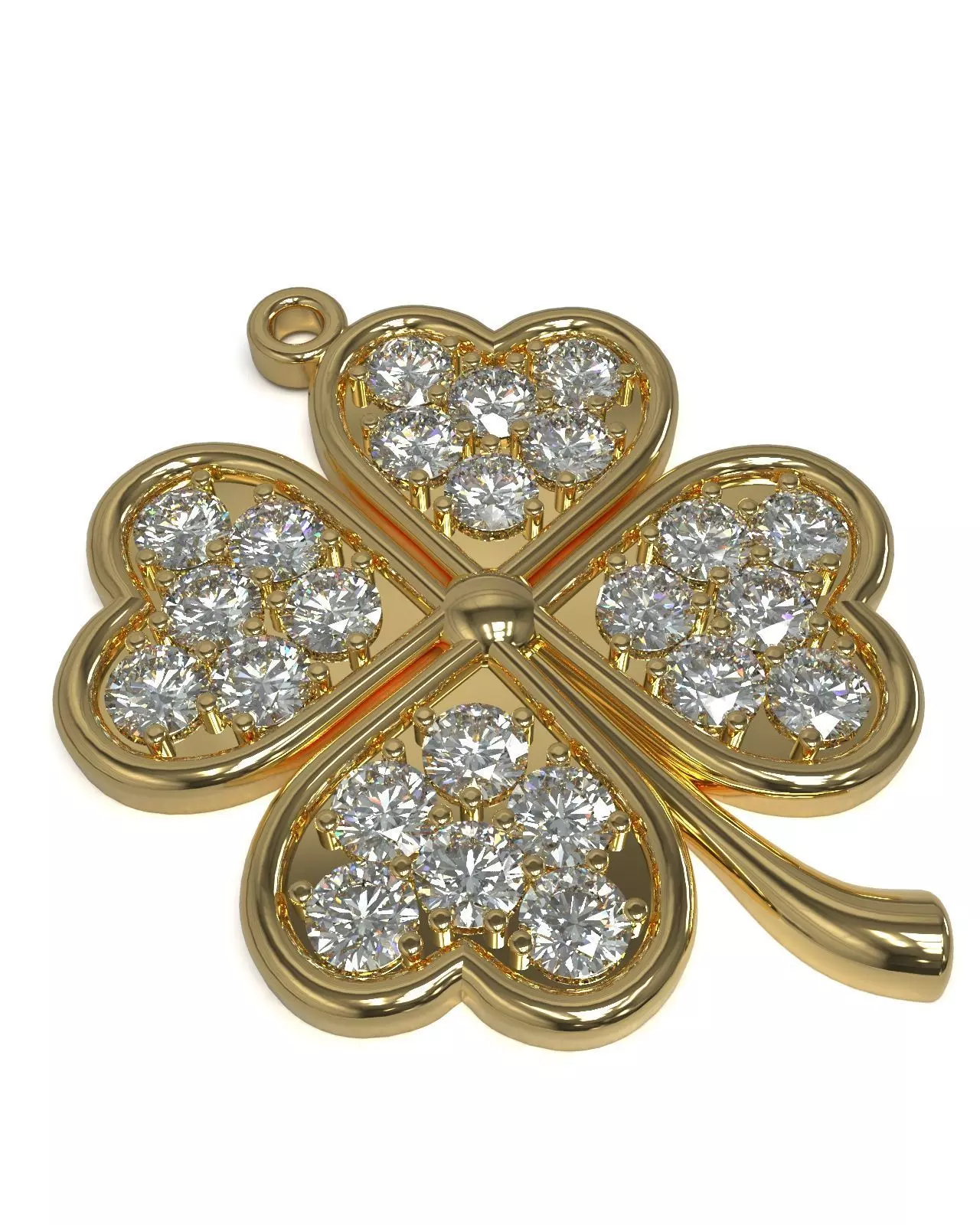 Clover pendant with gems 3D printable model 3D print model