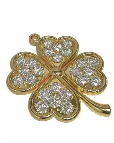 Clover pendant with gems 3D printable model