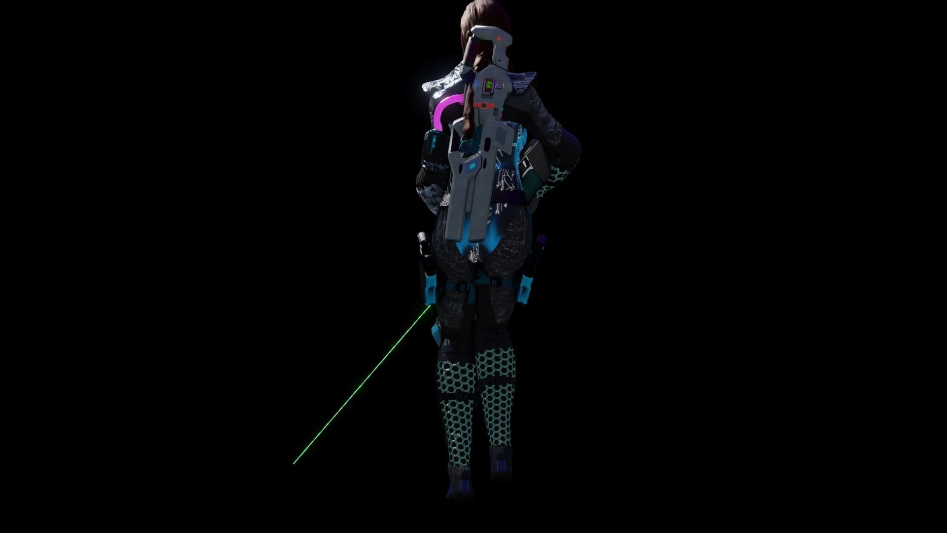 Sci-Fi Cyberpunk Action Girl Adrestia - Rigged Low-poly 3D model_38