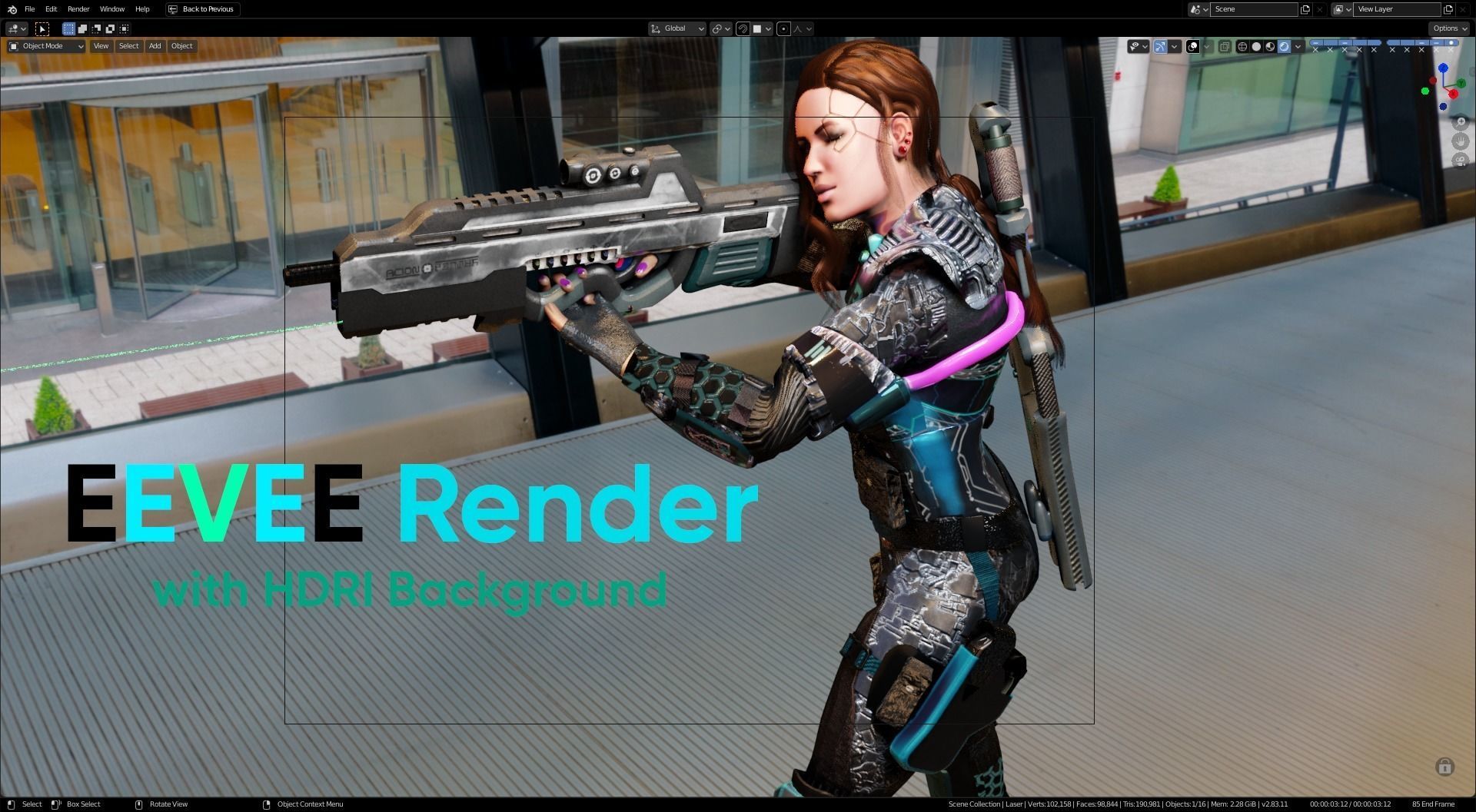 Sci-Fi Cyberpunk Action Girl Adrestia - Rigged Low-poly 3D model_30