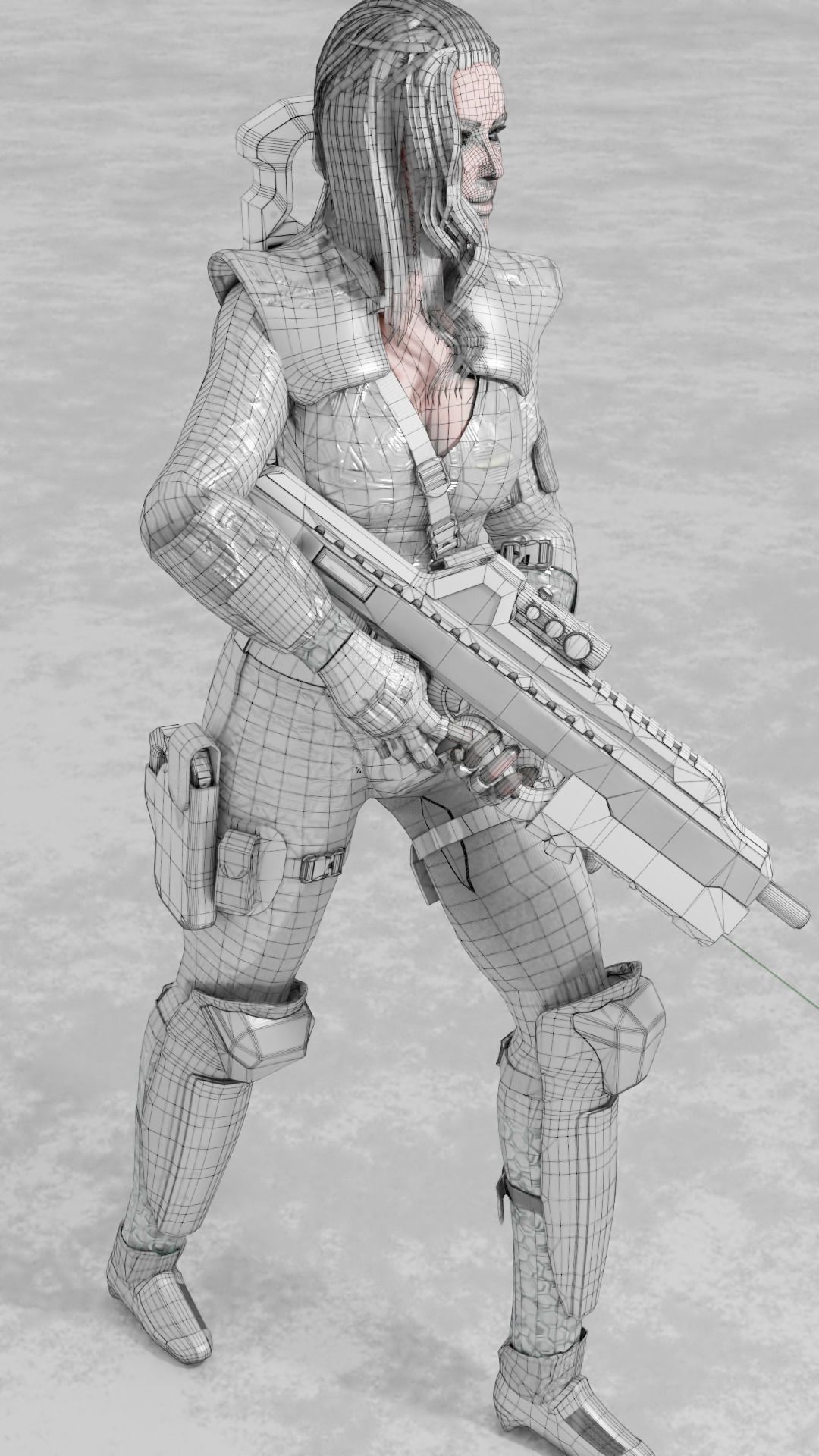 Sci-Fi Cyberpunk Action Girl Adrestia - Rigged Low-poly 3D model_44