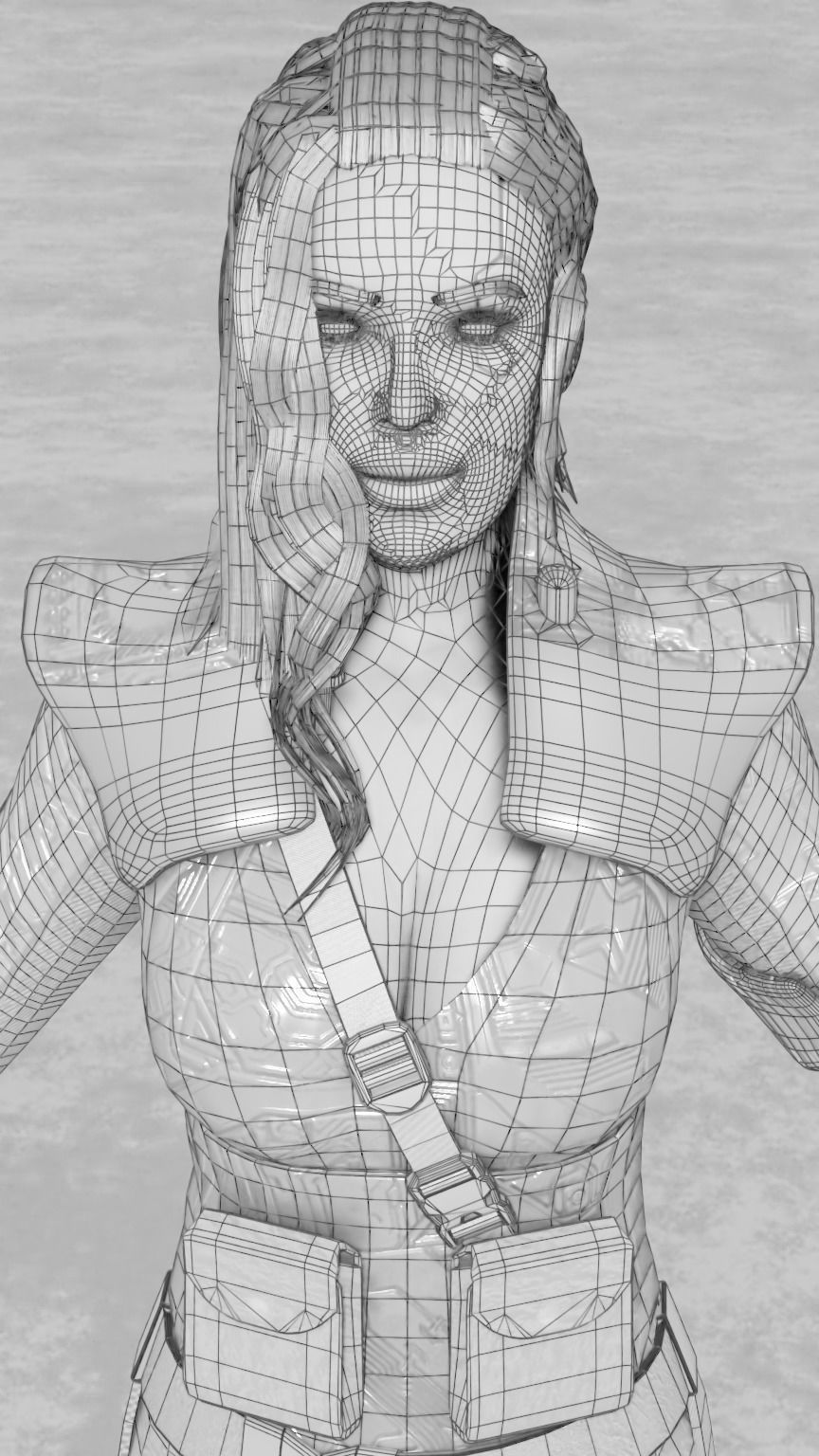 Sci-Fi Cyberpunk Action Girl Adrestia - Rigged Low-poly 3D model_42