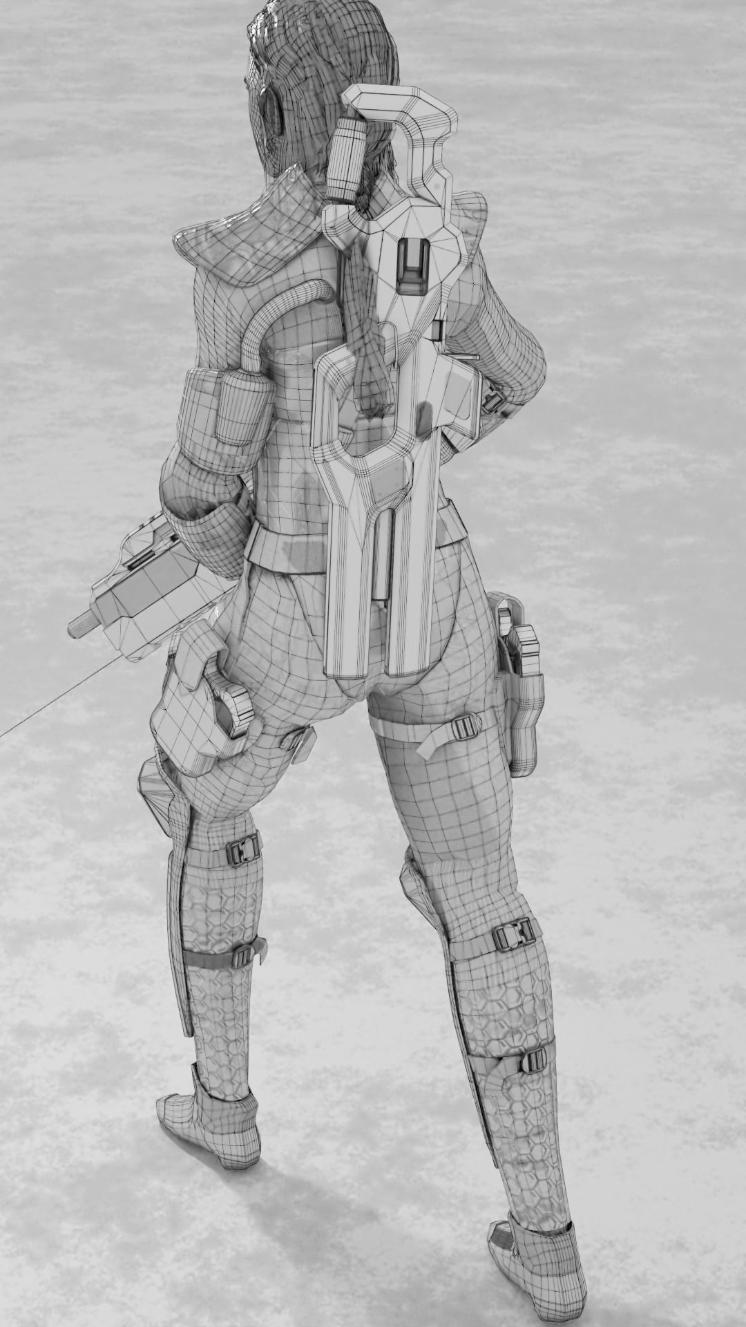 Sci-Fi Cyberpunk Action Girl Adrestia - Rigged Low-poly 3D model_43