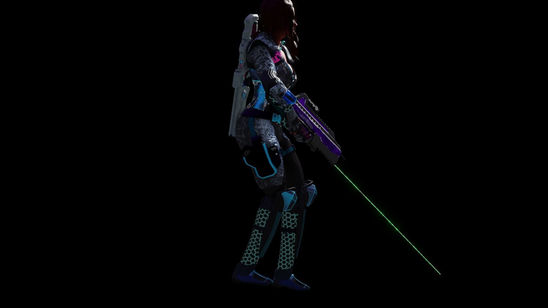 Sci-Fi Cyberpunk Action Girl Adrestia - Rigged Low-poly 3D model_48