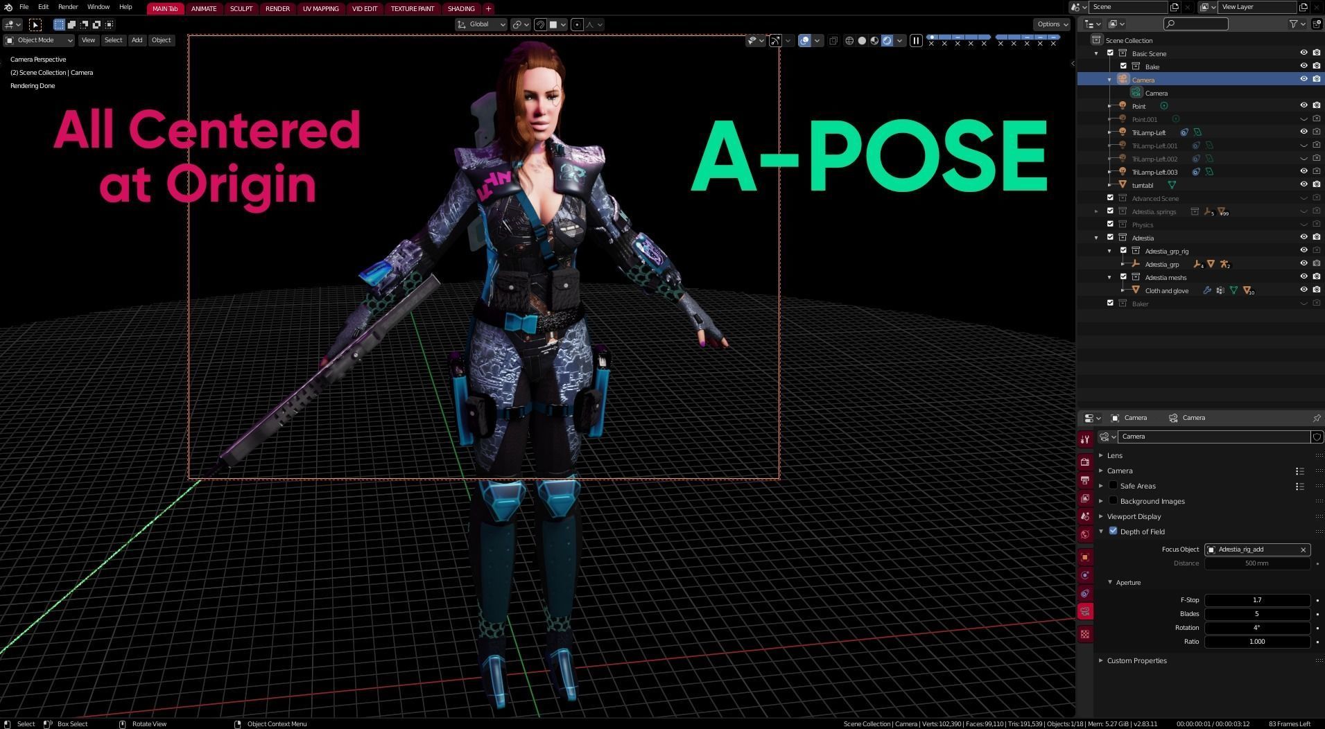 Sci-Fi Cyberpunk Action Girl Adrestia - Rigged Low-poly 3D model_17