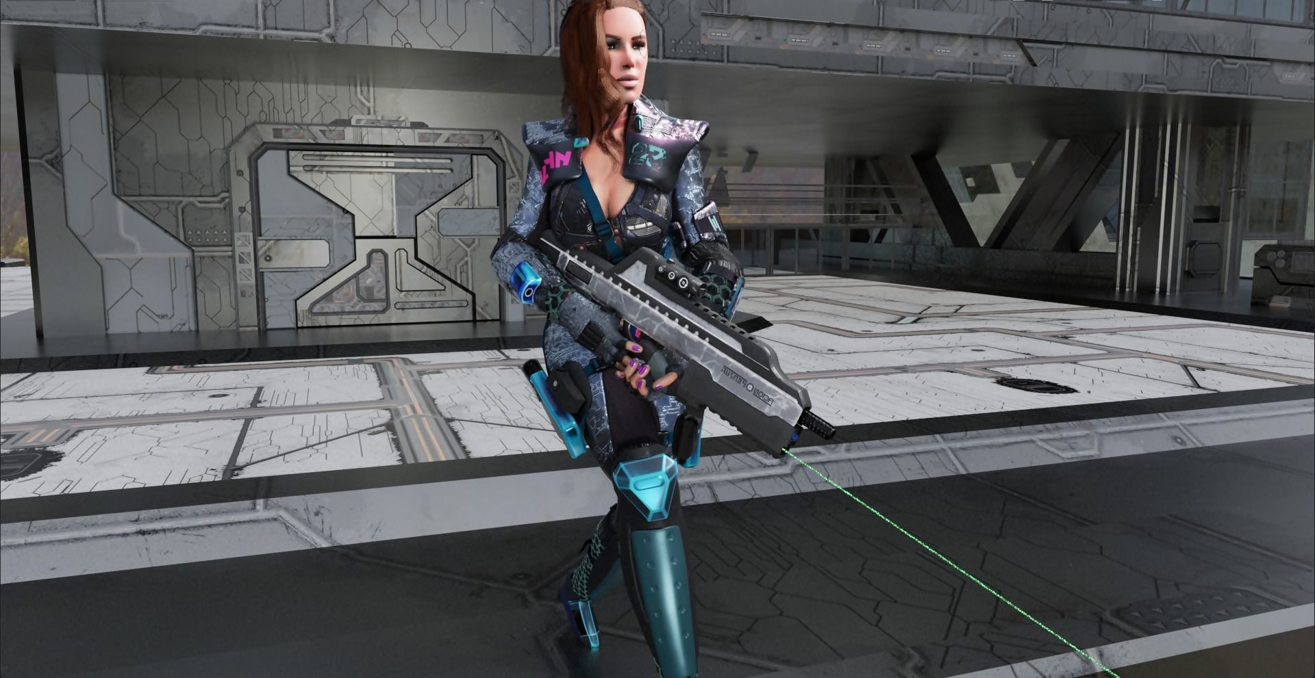 Sci-Fi Cyberpunk Action Girl Adrestia - Rigged Low-poly 3D model_15