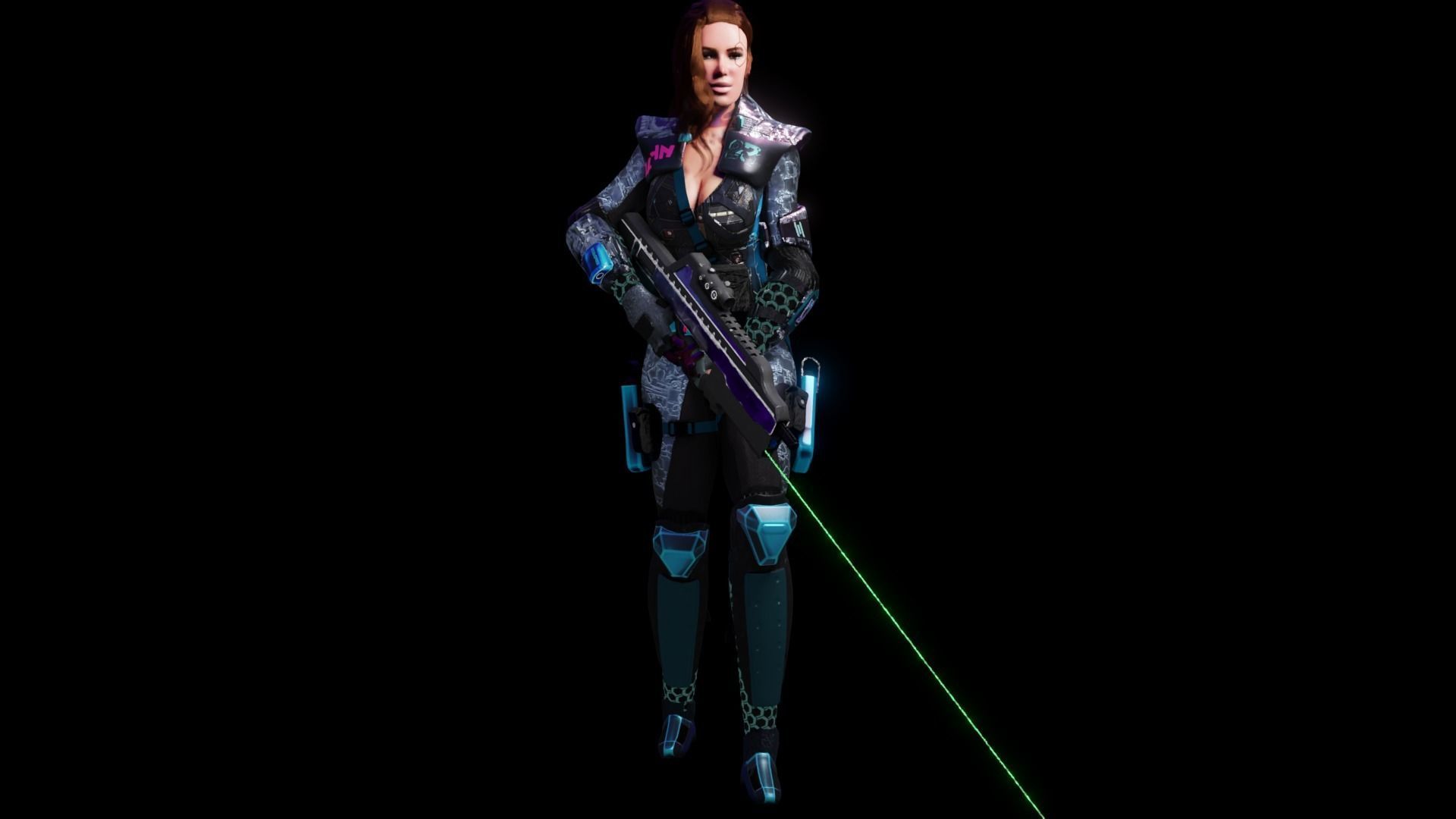 Sci-Fi Cyberpunk Action Girl Adrestia - Rigged Low-poly 3D model_50
