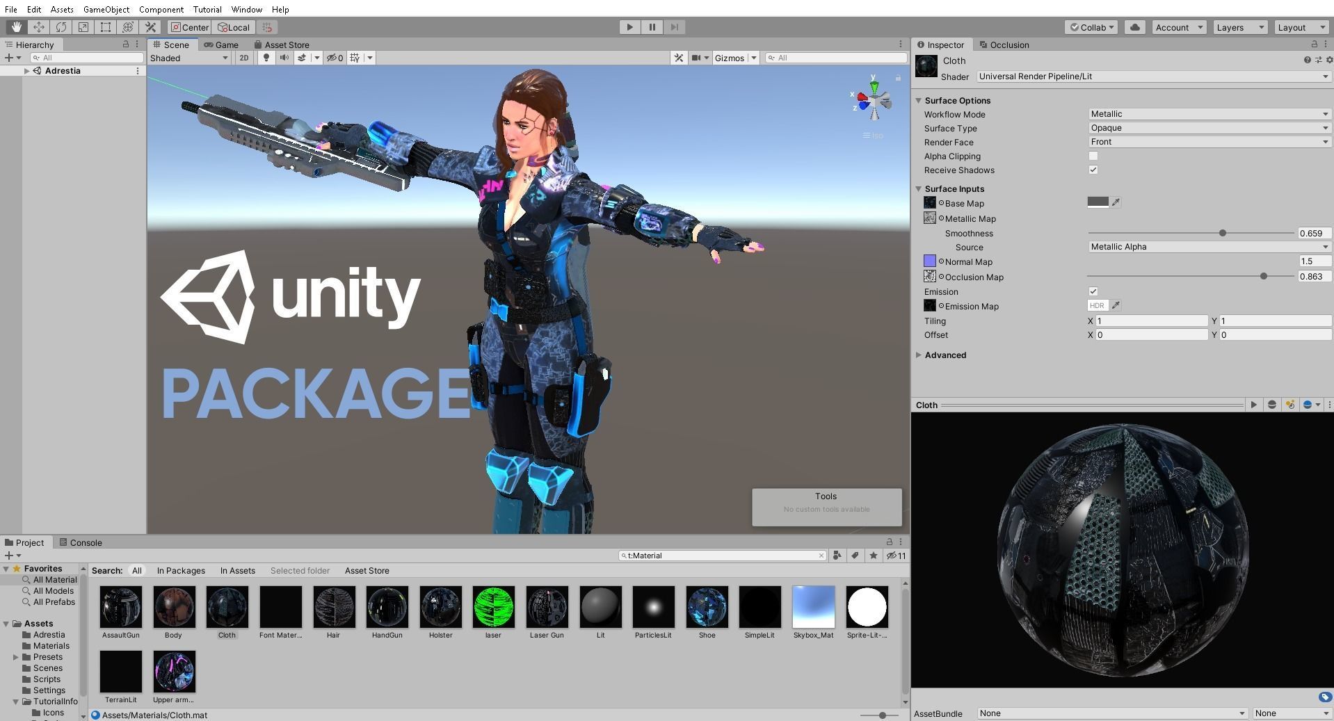 Sci-Fi Cyberpunk Action Girl Adrestia - Rigged Low-poly 3D model_20