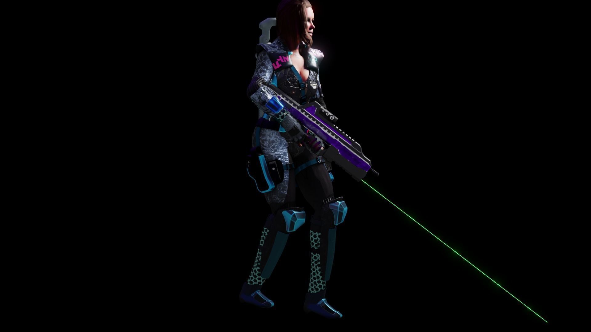 Sci-Fi Cyberpunk Action Girl Adrestia - Rigged Low-poly 3D model_51