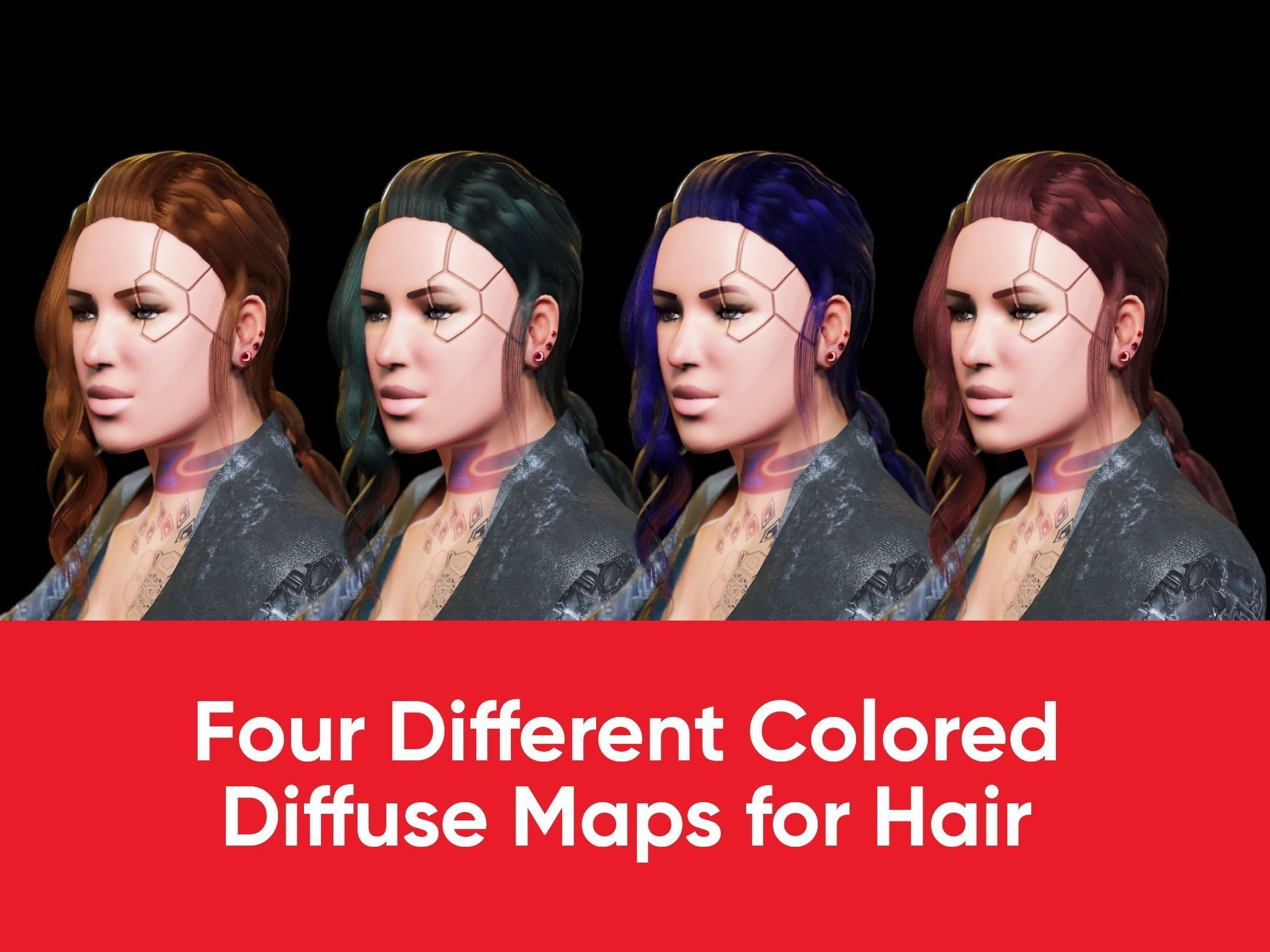 Sci-Fi Cyberpunk Action Girl Adrestia - Rigged Low-poly 3D model_26