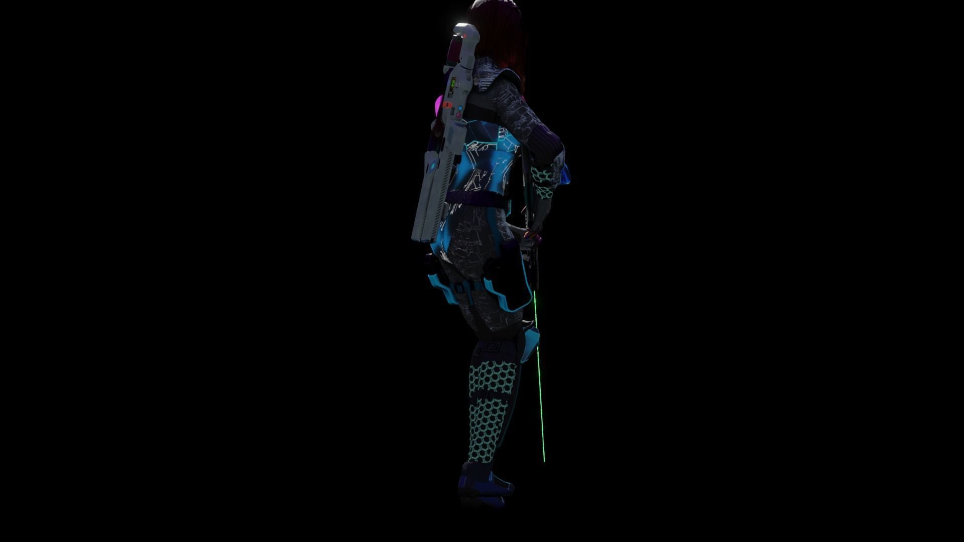 Sci-Fi Cyberpunk Action Girl Adrestia - Rigged Low-poly 3D model_37
