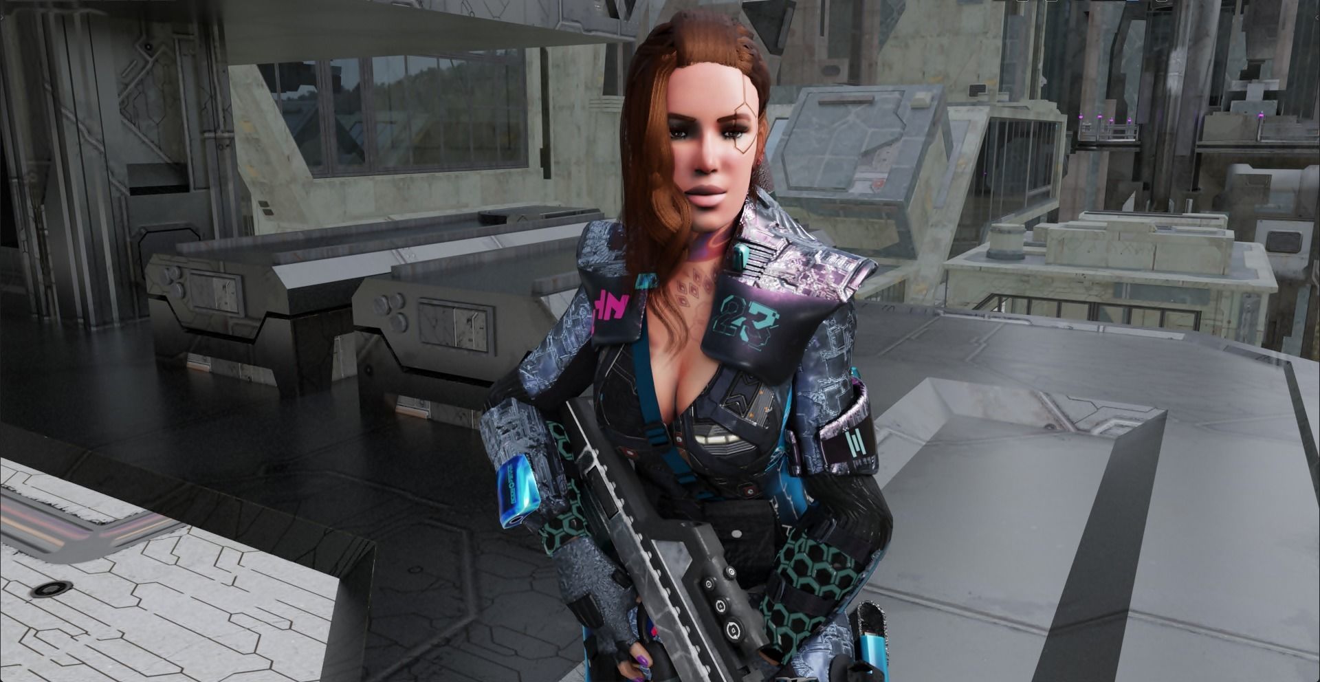 Sci-Fi Cyberpunk Action Girl Adrestia - Rigged Low-poly 3D model_4