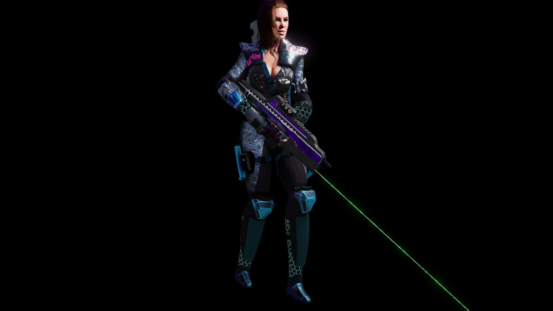 Sci-Fi Cyberpunk Action Girl Adrestia - Rigged Low-poly 3D model_52