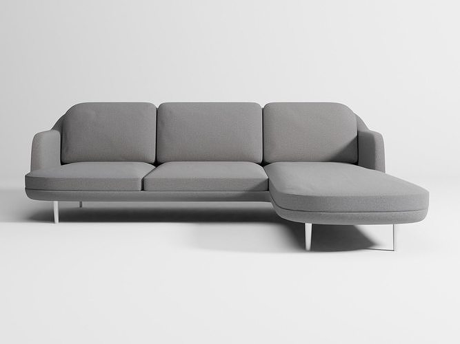 Lune sofa 3-seater with chaise longue 3D model