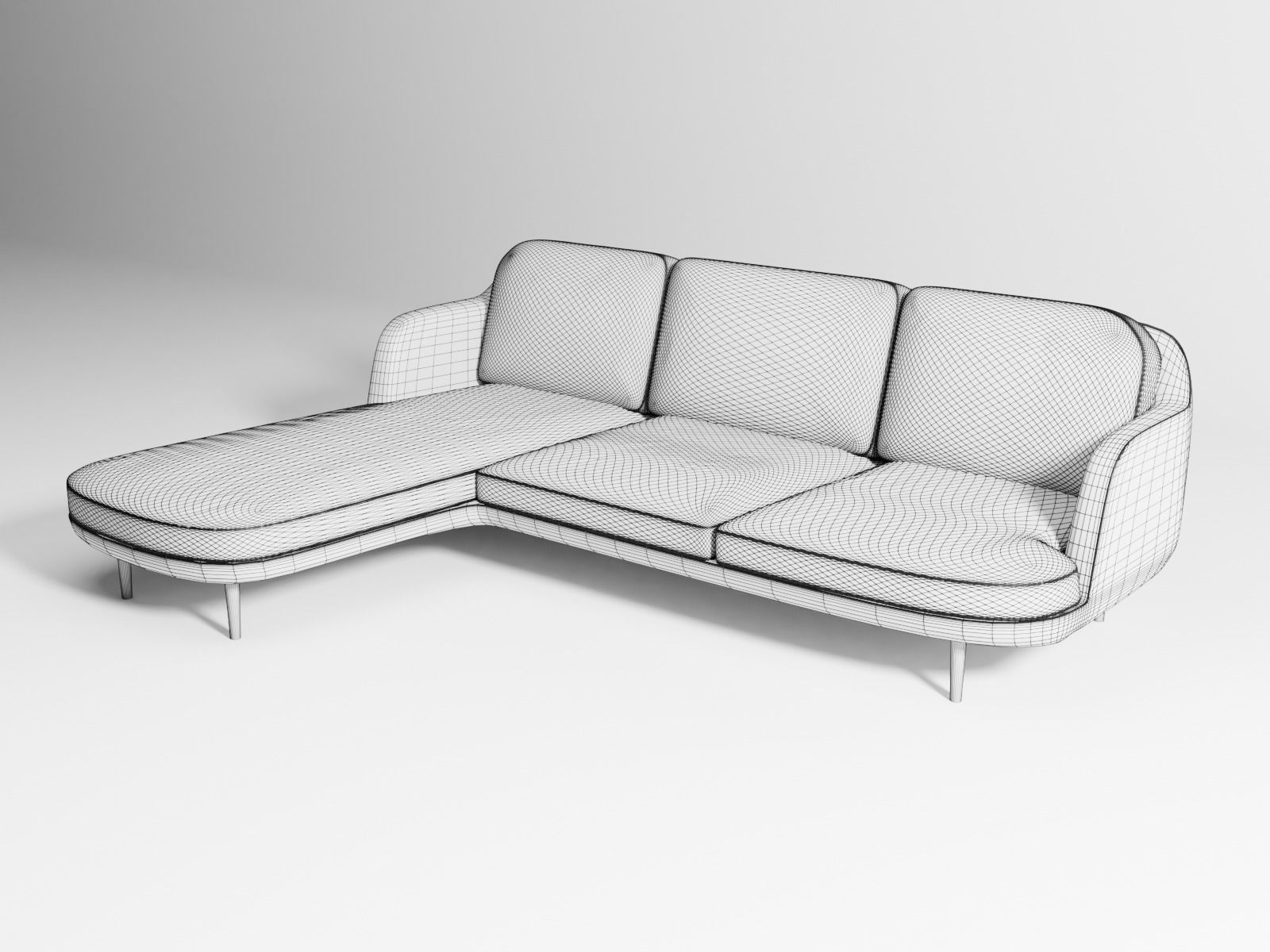 Lune sofa 3-seater with chaise longue 3D model_14
