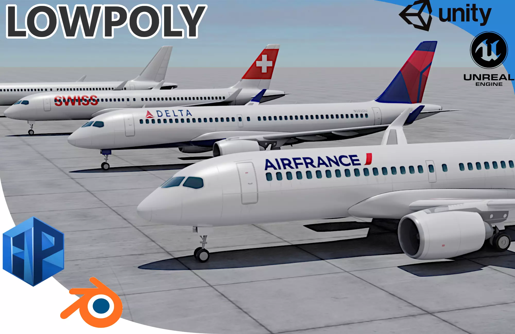 Pack Airbus A220-300 Multi livery Low-poly 3D model_0