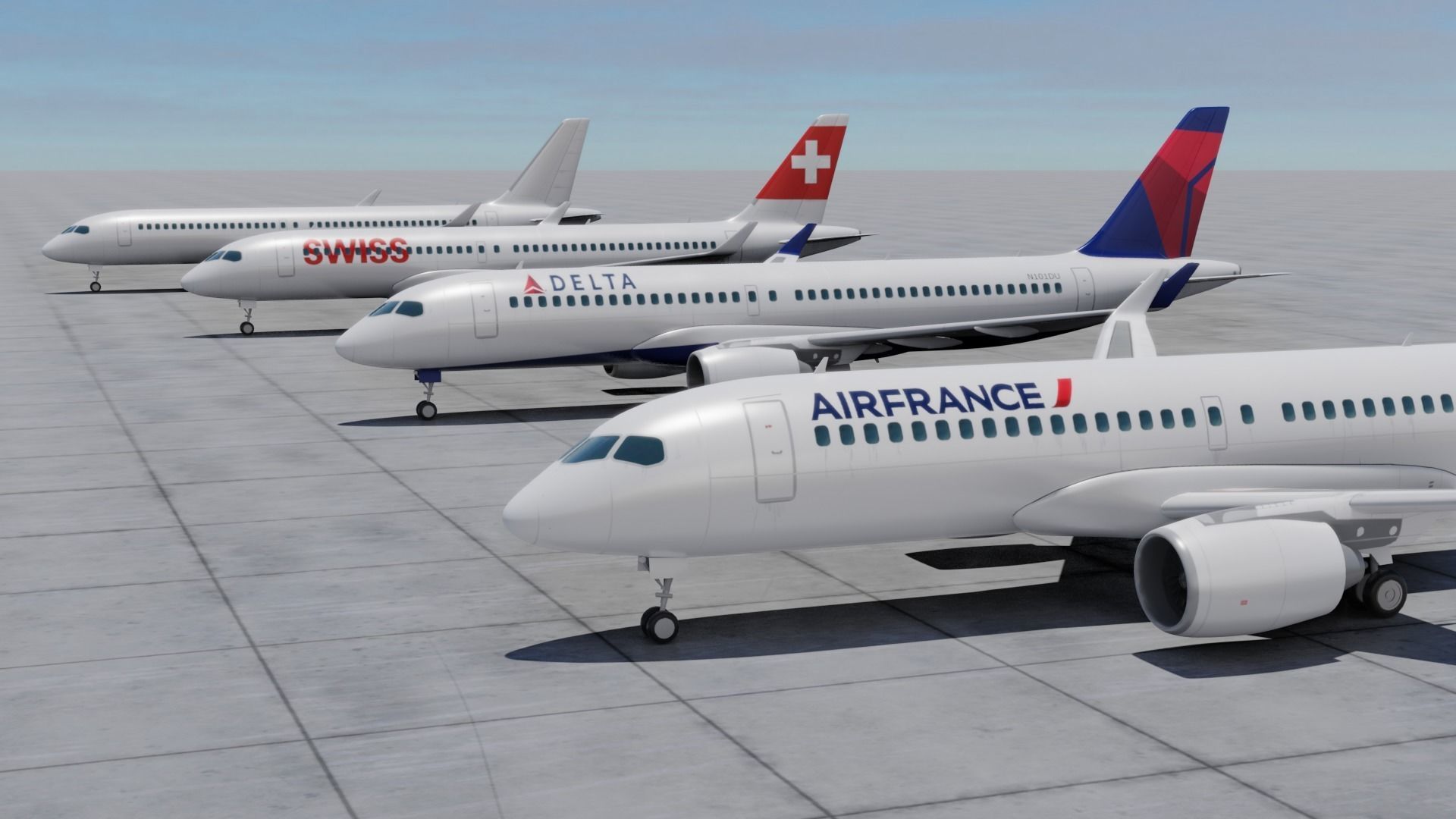 Pack Airbus A220-300 Multi livery Low-poly 3D model_1