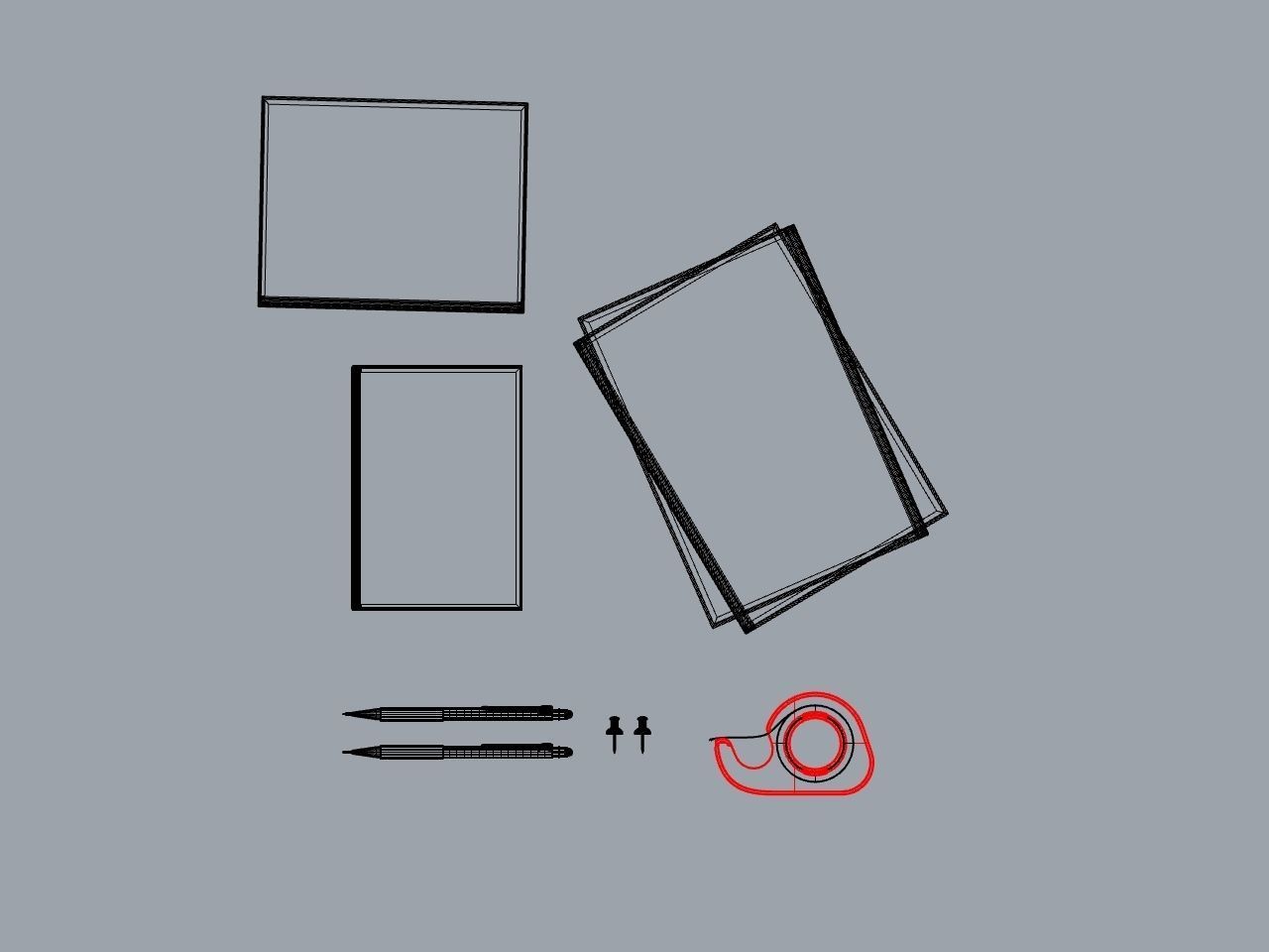 STATIONARY PACK Low-poly 3D model_6